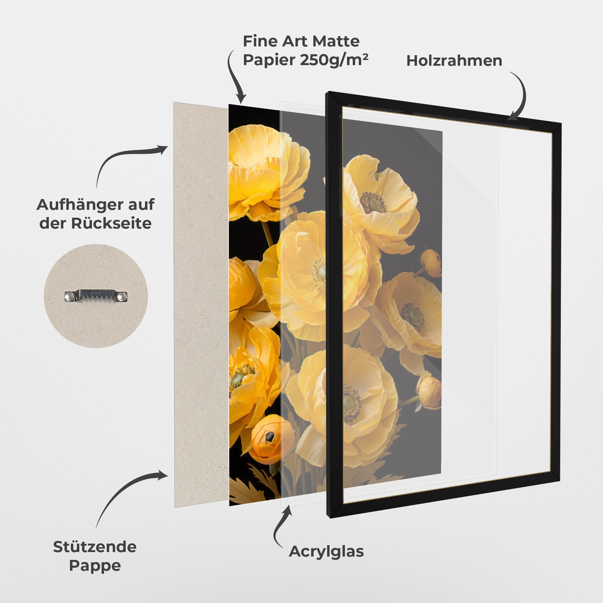 Gerahmte Poster Yellow Poppy mockup 1