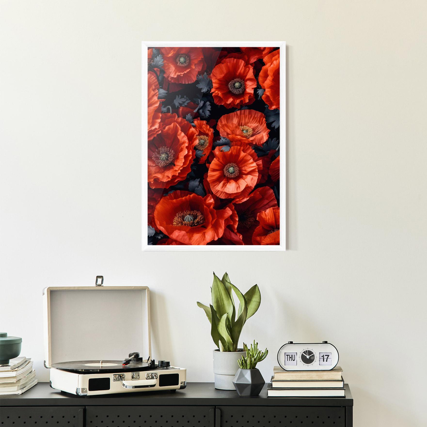 Gerahmte Poster Black Red Poppies mockup 2