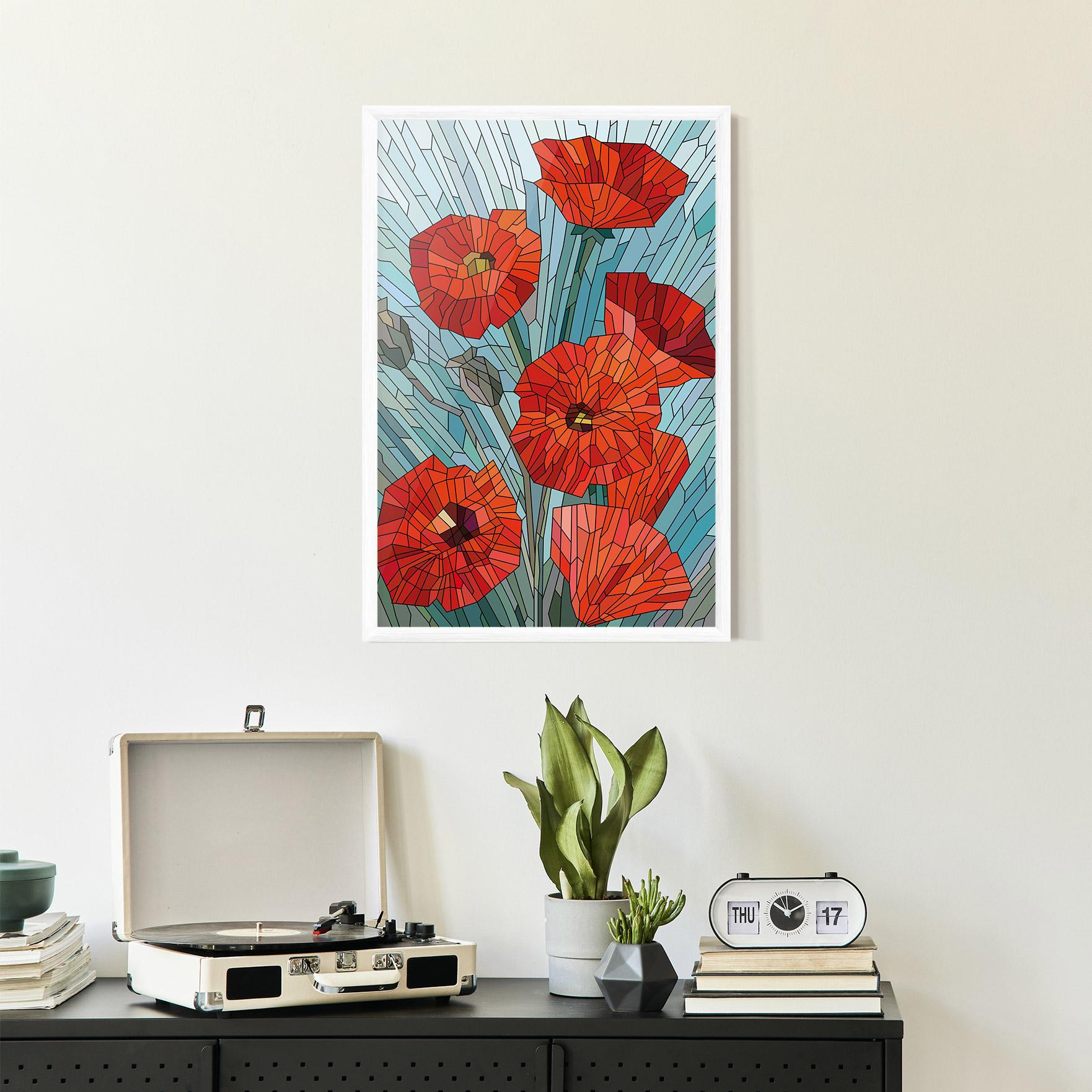 Gerahmte Poster Blue Glass Poppy mockup 2