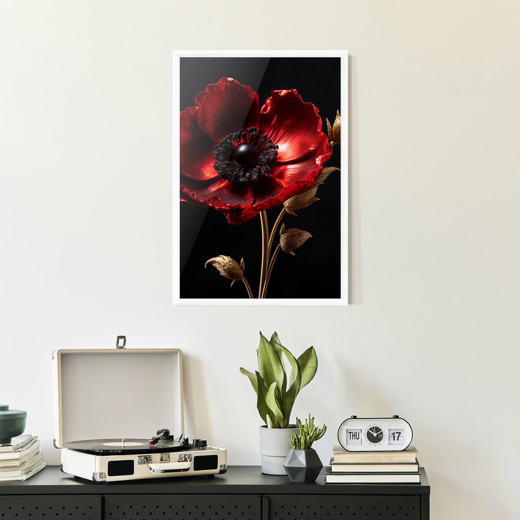 Gerahmte Poster Dark Red Poppy mockup 2