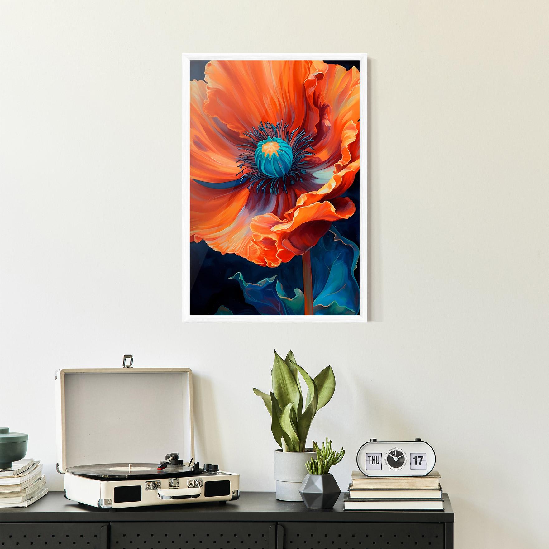 Gerahmte Poster Orange Blue Poppy mockup 2