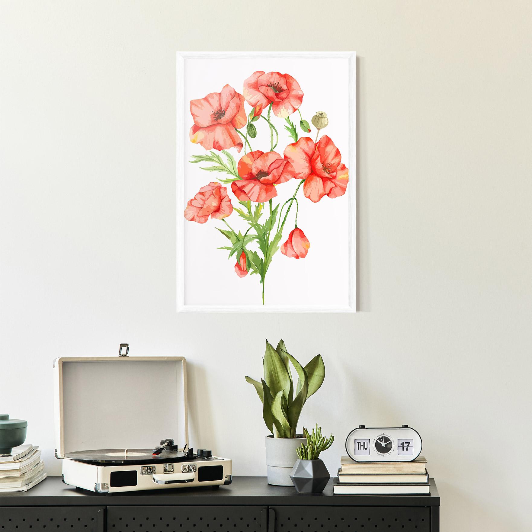 Gerahmte Poster Red Pastel Poppy mockup 2