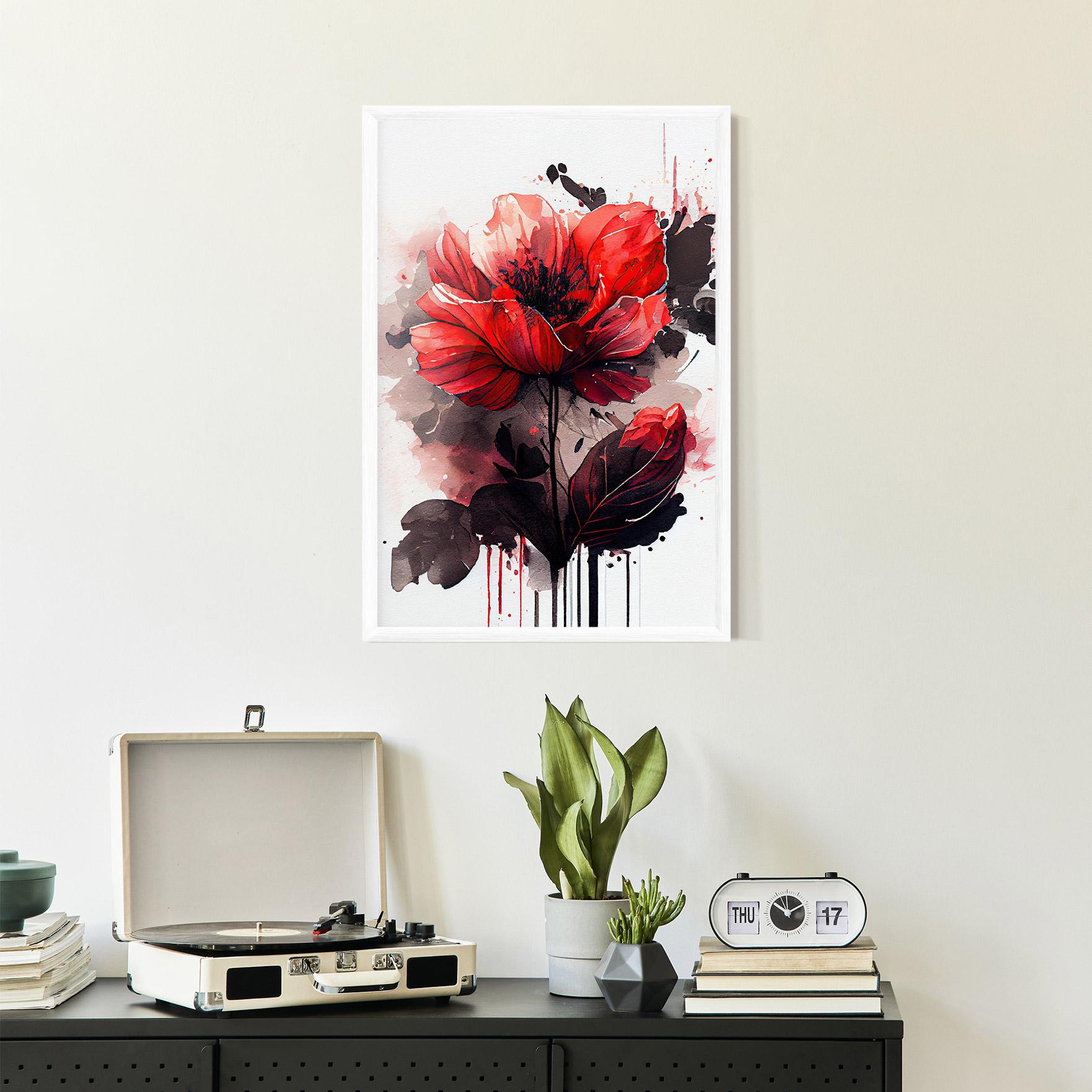 Gerahmte Poster Watercolor Poppy mockup 2