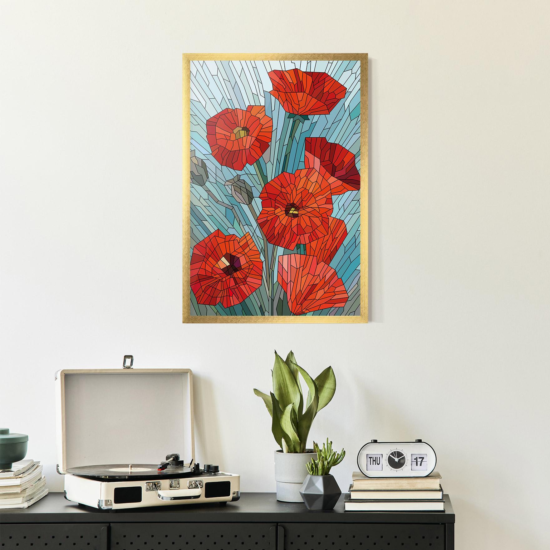 Gerahmte Poster Blue Glass Poppy mockup 2
