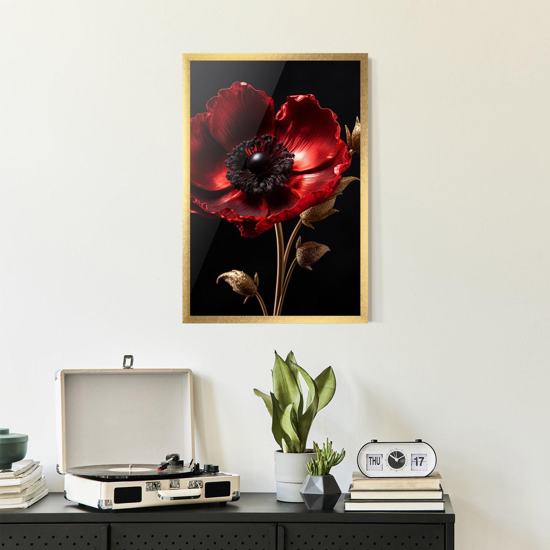 Gerahmte Poster Dark Red Poppy mockup 2