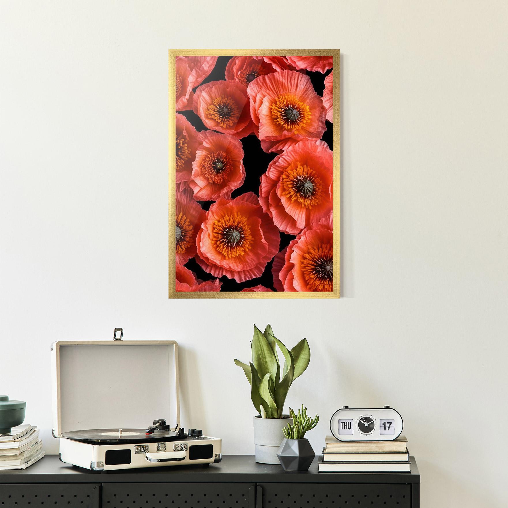 Gerahmte Poster Light Red Poppies mockup 2