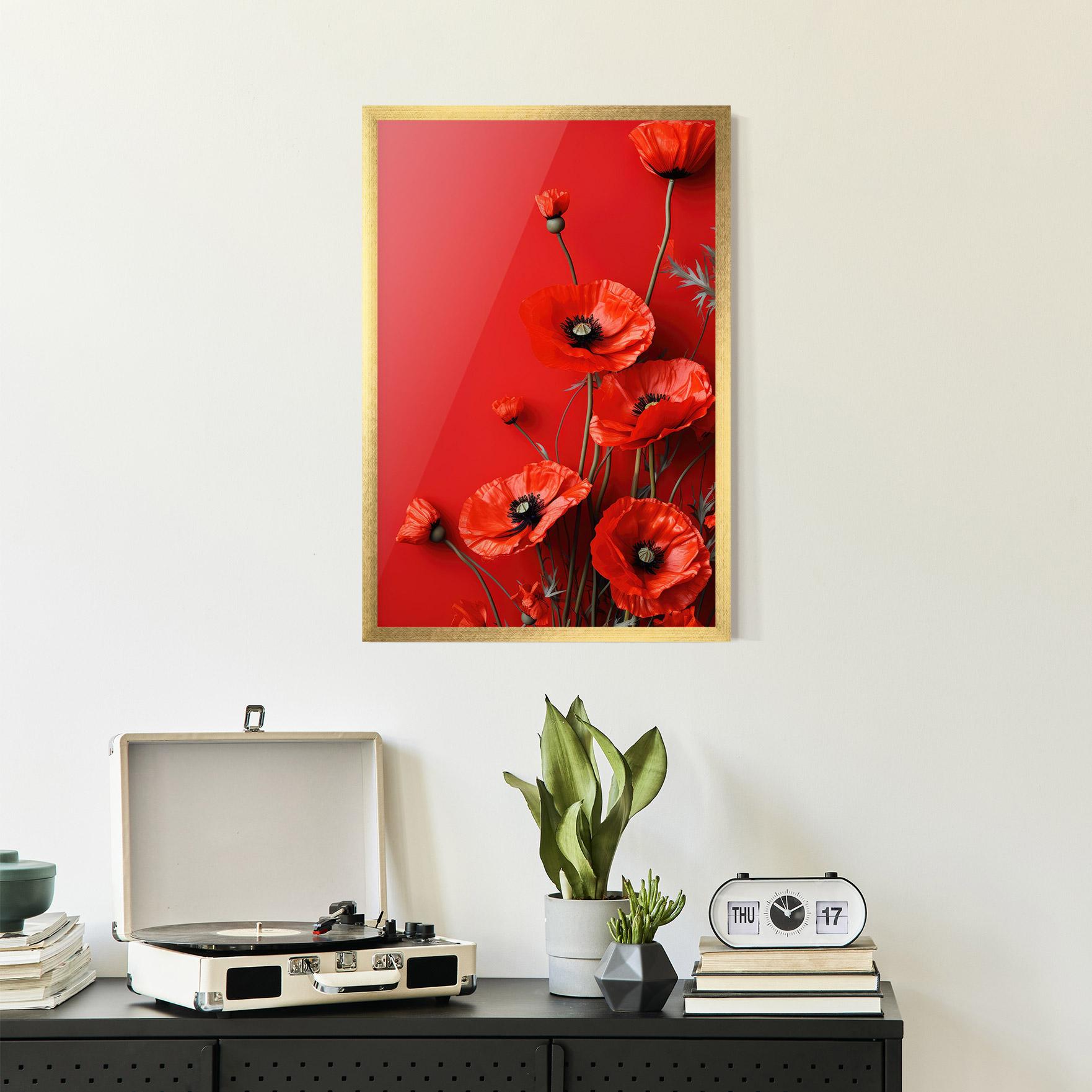 Gerahmte Poster Poppies On The Table mockup 2