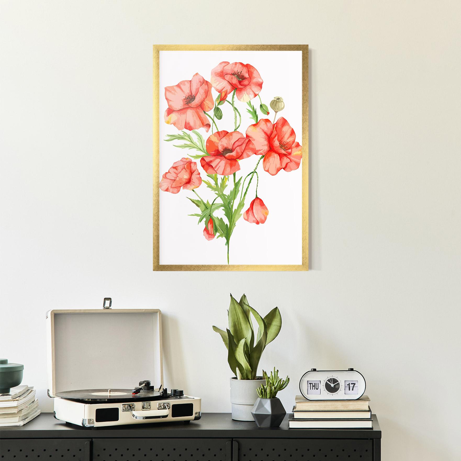 Gerahmte Poster Red Pastel Poppy mockup 2