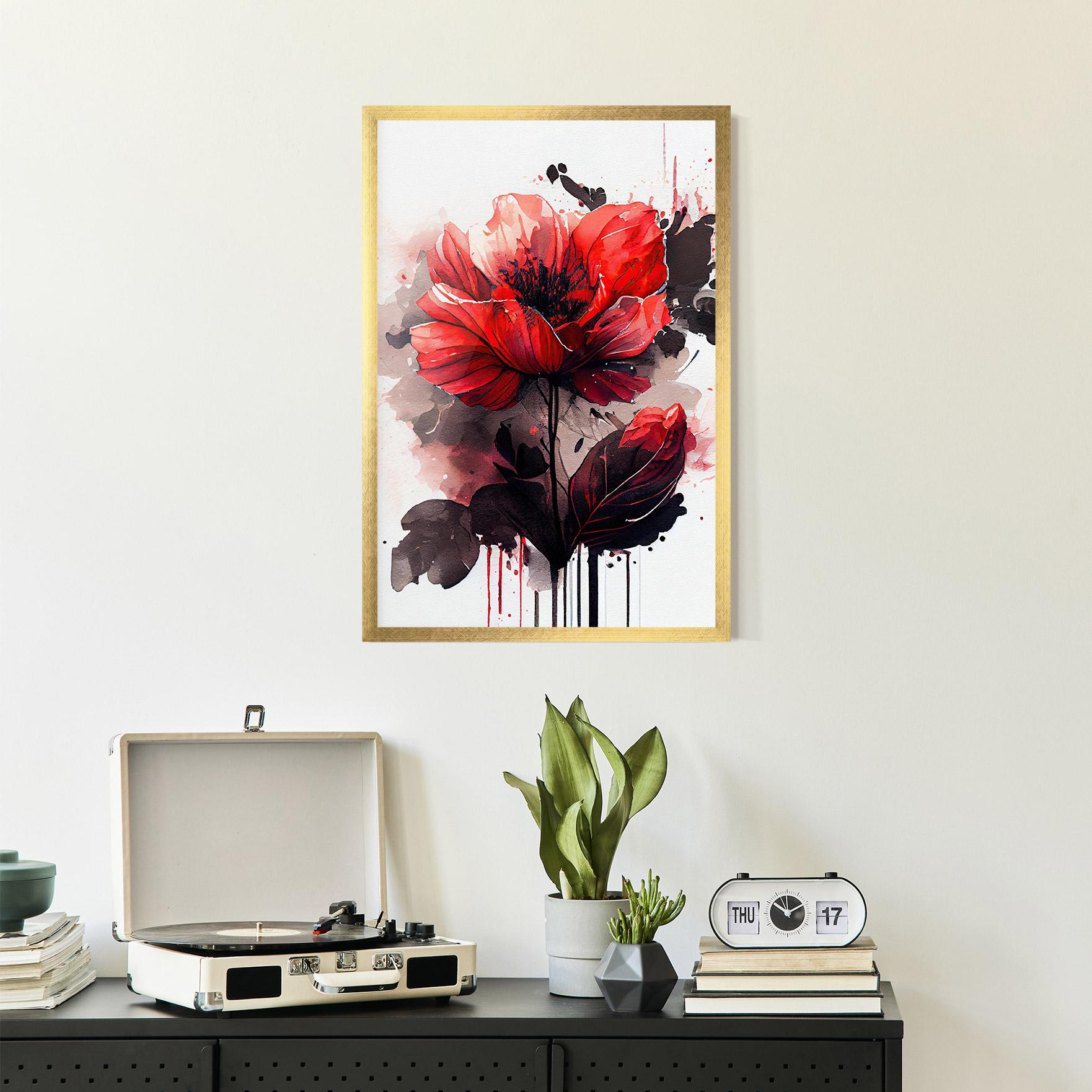 Gerahmte Poster Watercolor Poppy mockup 2