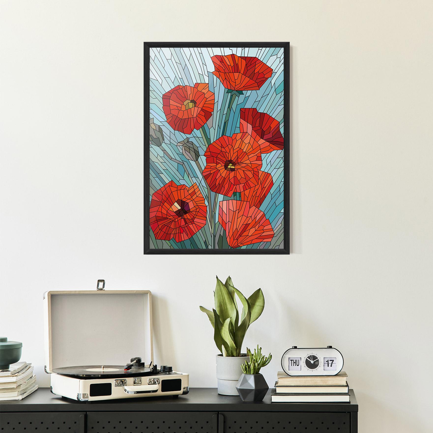 Gerahmte Poster Blue Glass Poppy mockup 2