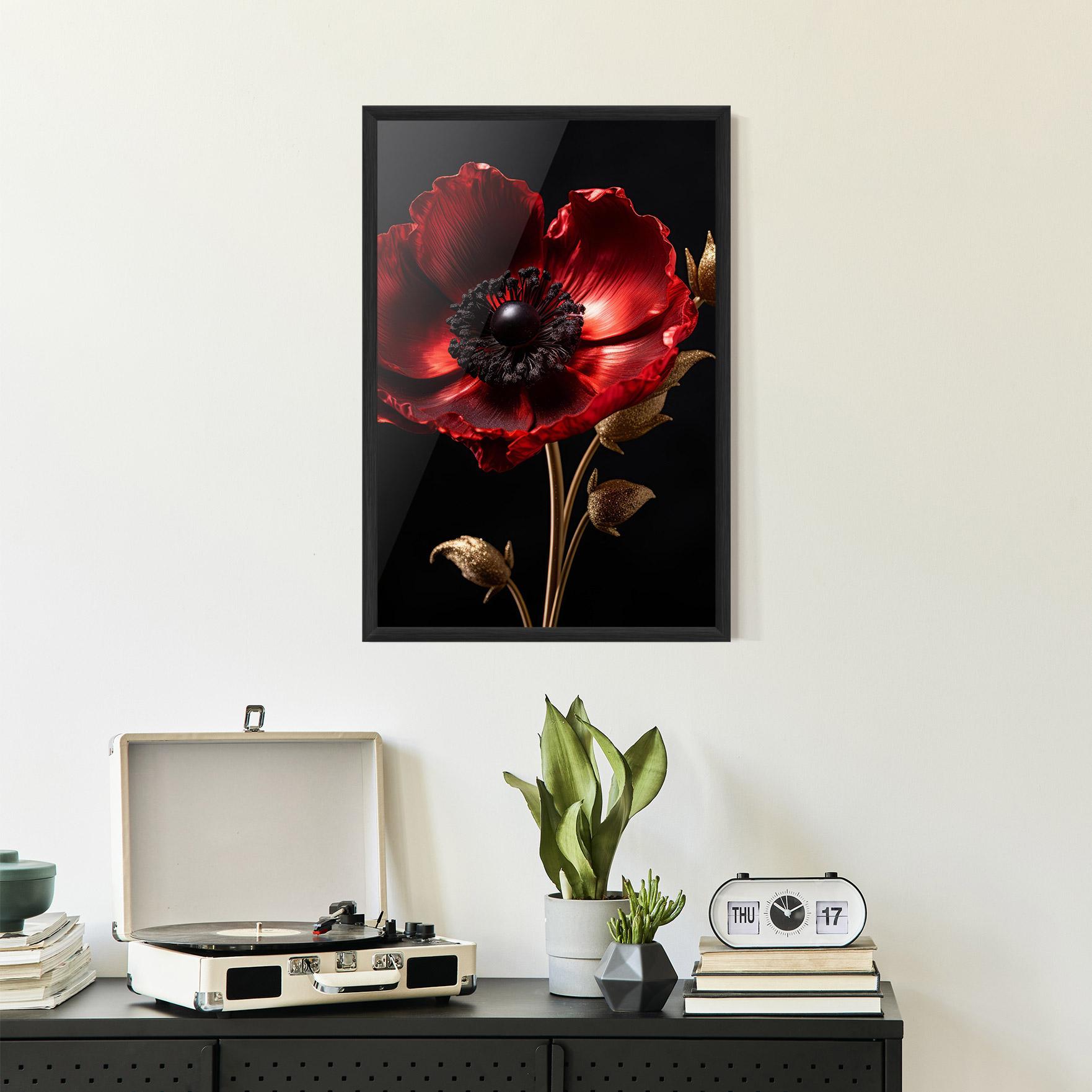 Gerahmte Poster Dark Red Poppy mockup 2