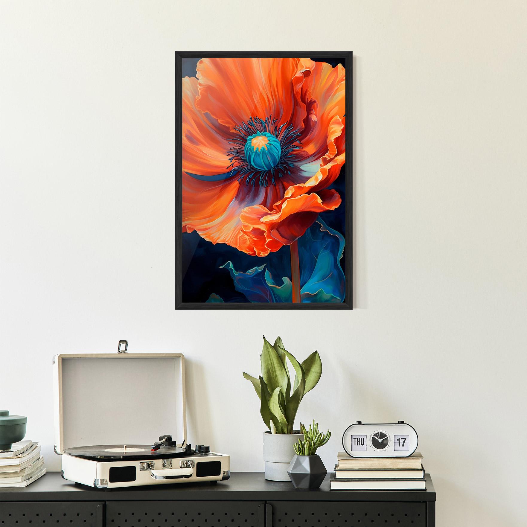 Gerahmte Poster Orange Blue Poppy mockup 2