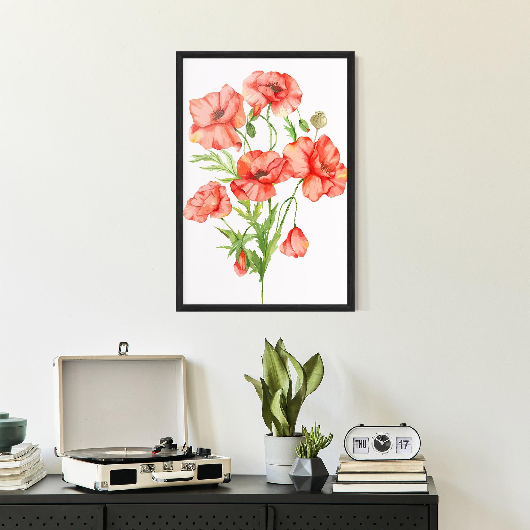 Gerahmte Poster Red Pastel Poppy mockup 2