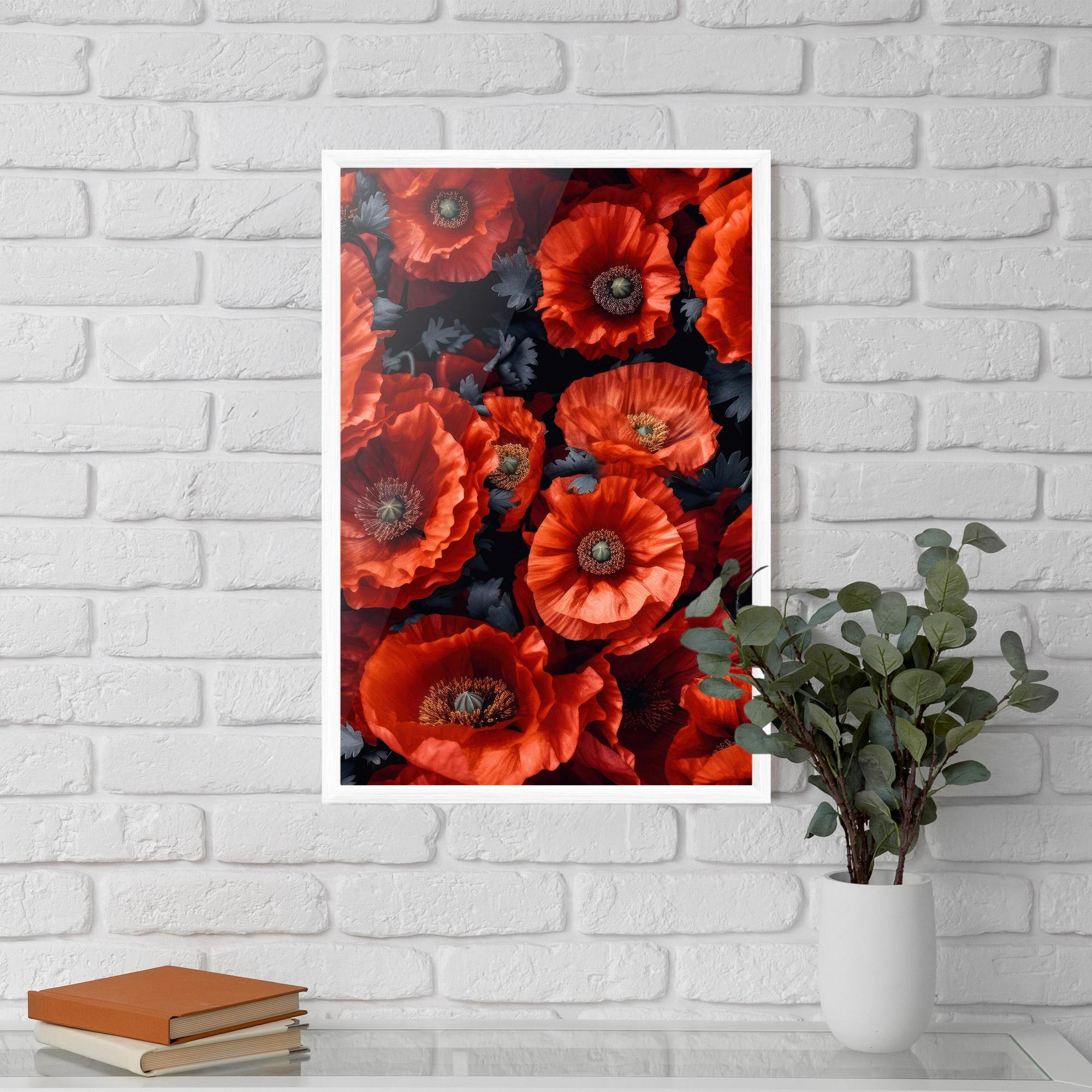 Gerahmte Poster Black Red Poppies mockup 5
