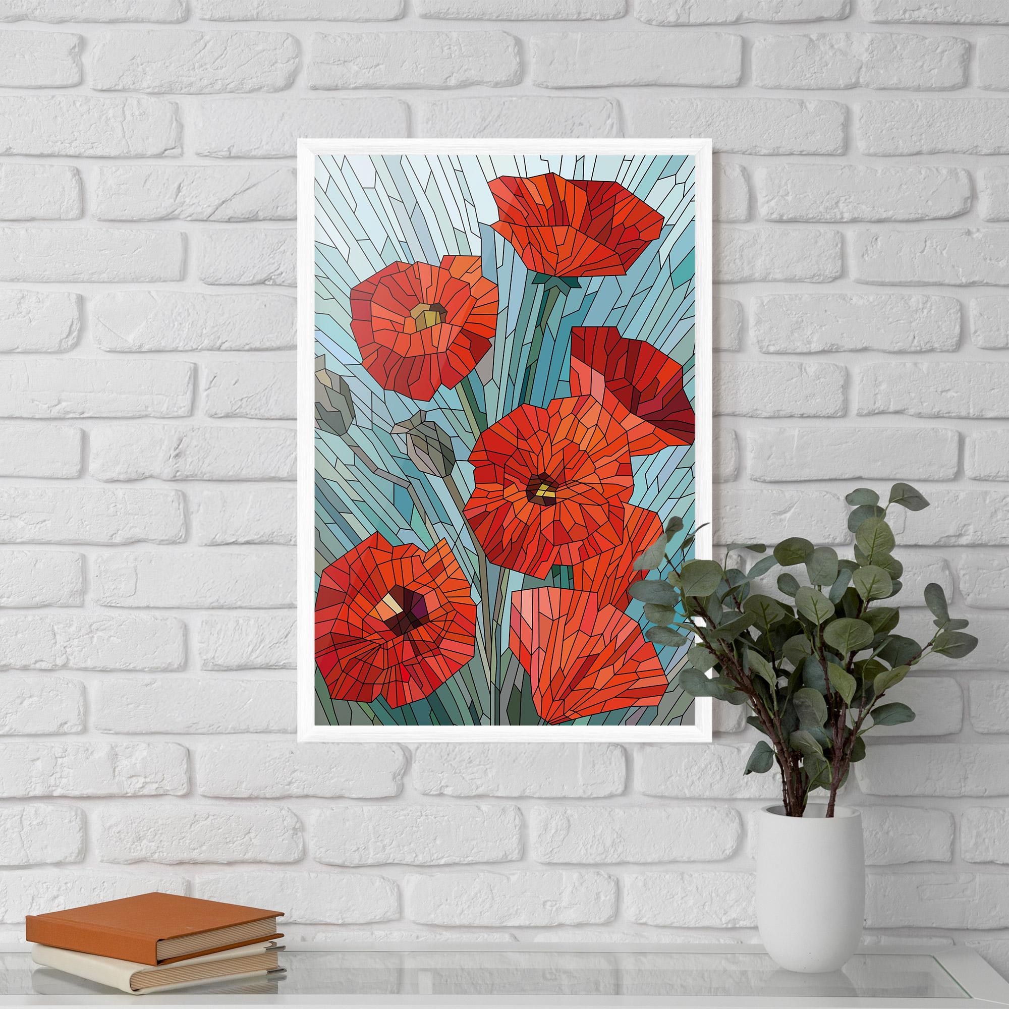 Gerahmte Poster Blue Glass Poppy mockup 5