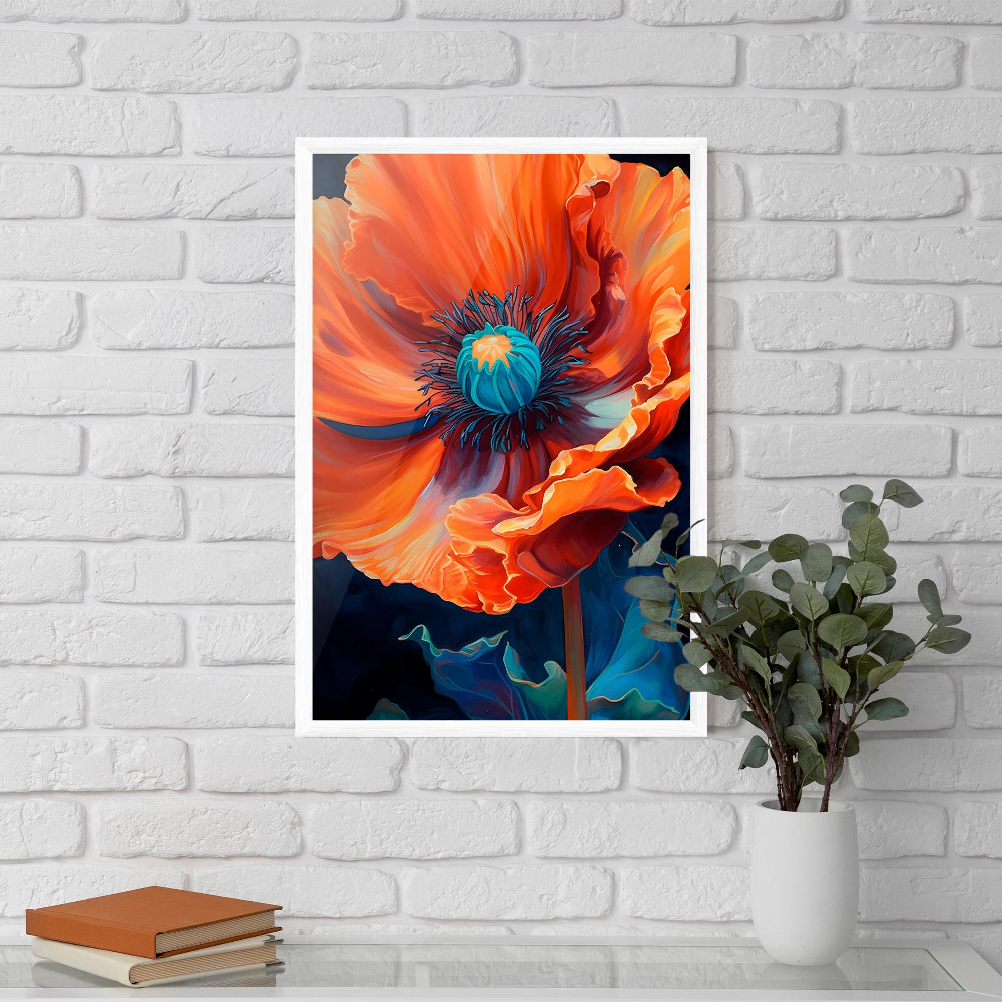 Gerahmte Poster Orange Blue Poppy mockup 5