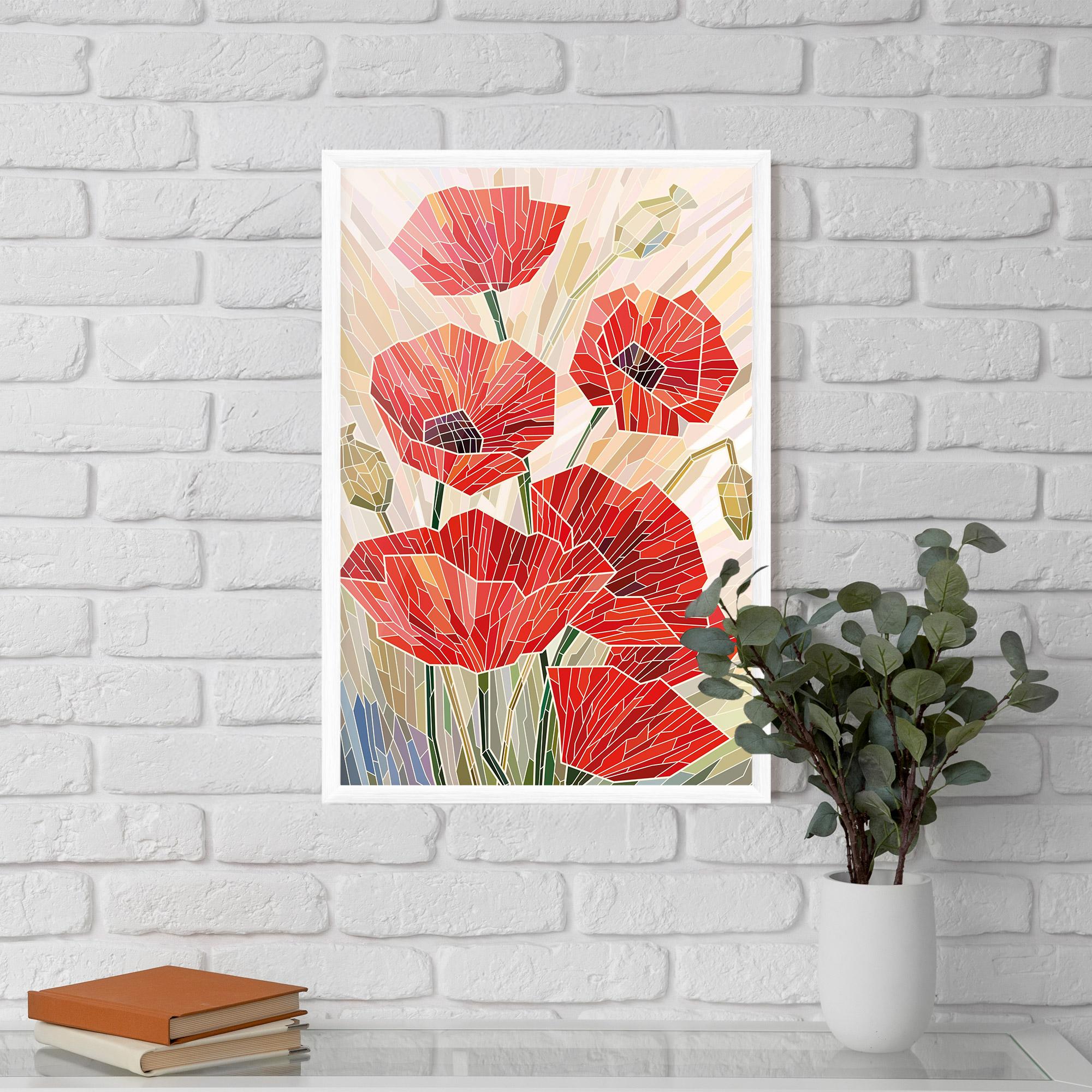 Gerahmte Poster Poppy Stained Glass mockup 5
