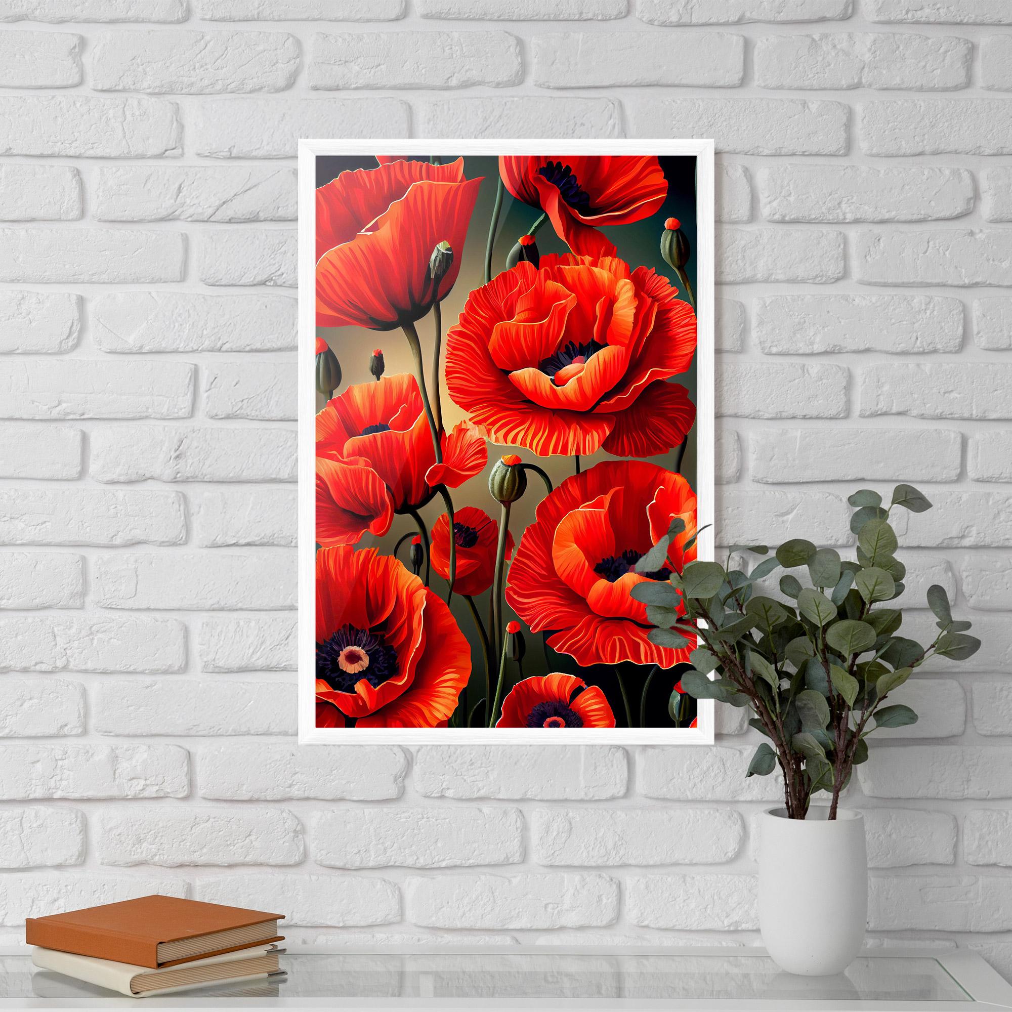 Gerahmte Poster Pretty Poppy On Green mockup 5