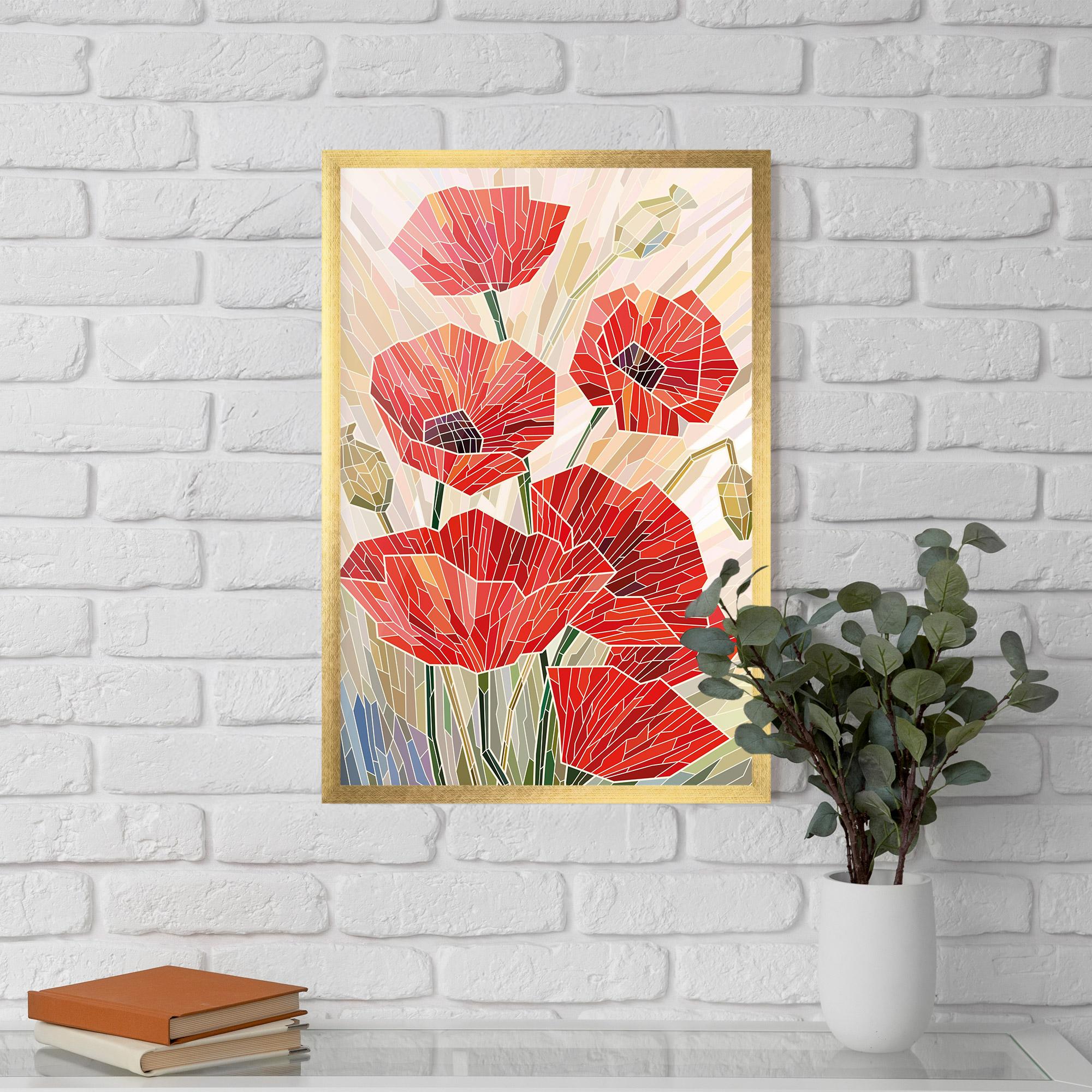 Gerahmte Poster Poppy Stained Glass mockup 5