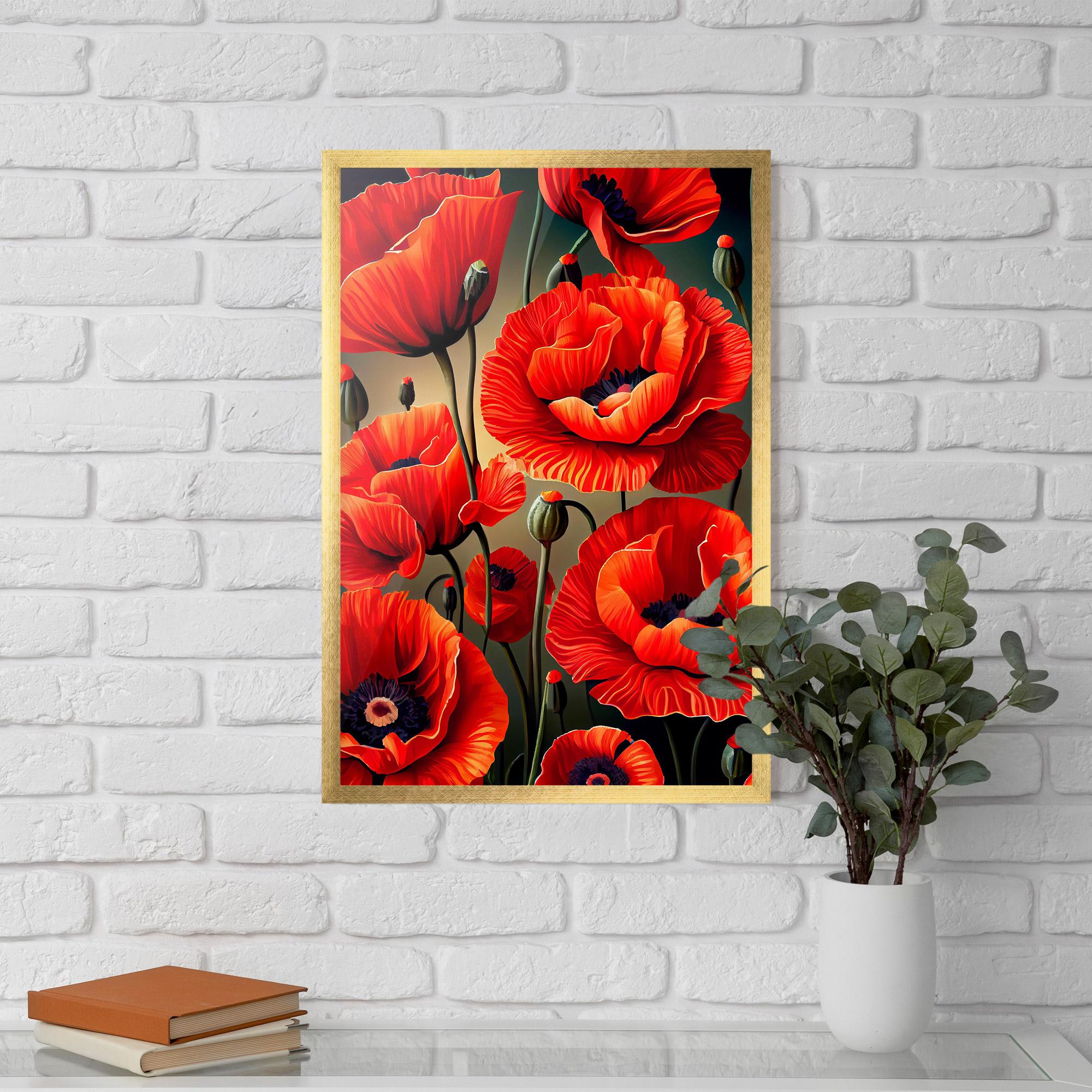 Gerahmte Poster Pretty Poppy On Green mockup 5