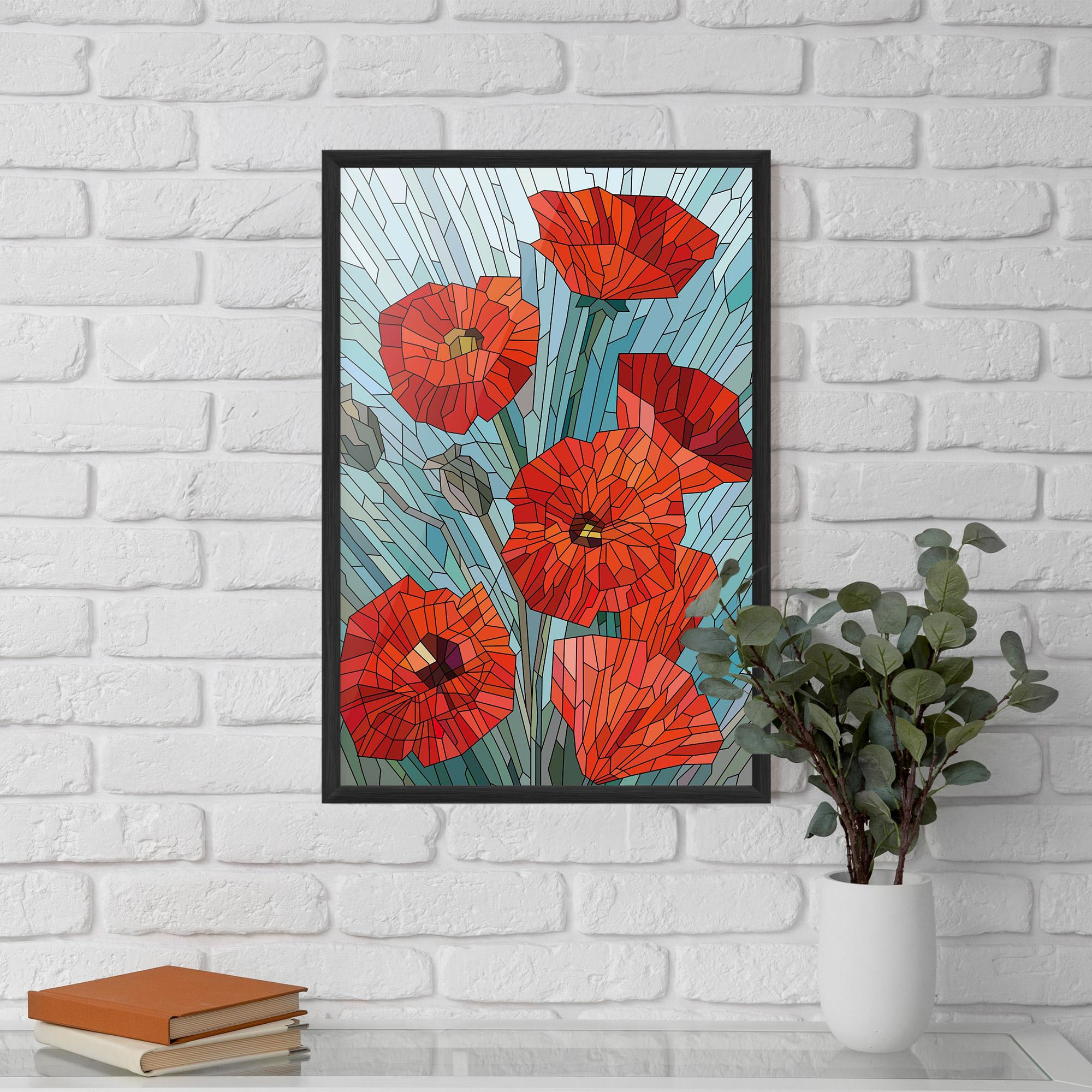 Gerahmte Poster Blue Glass Poppy mockup 5