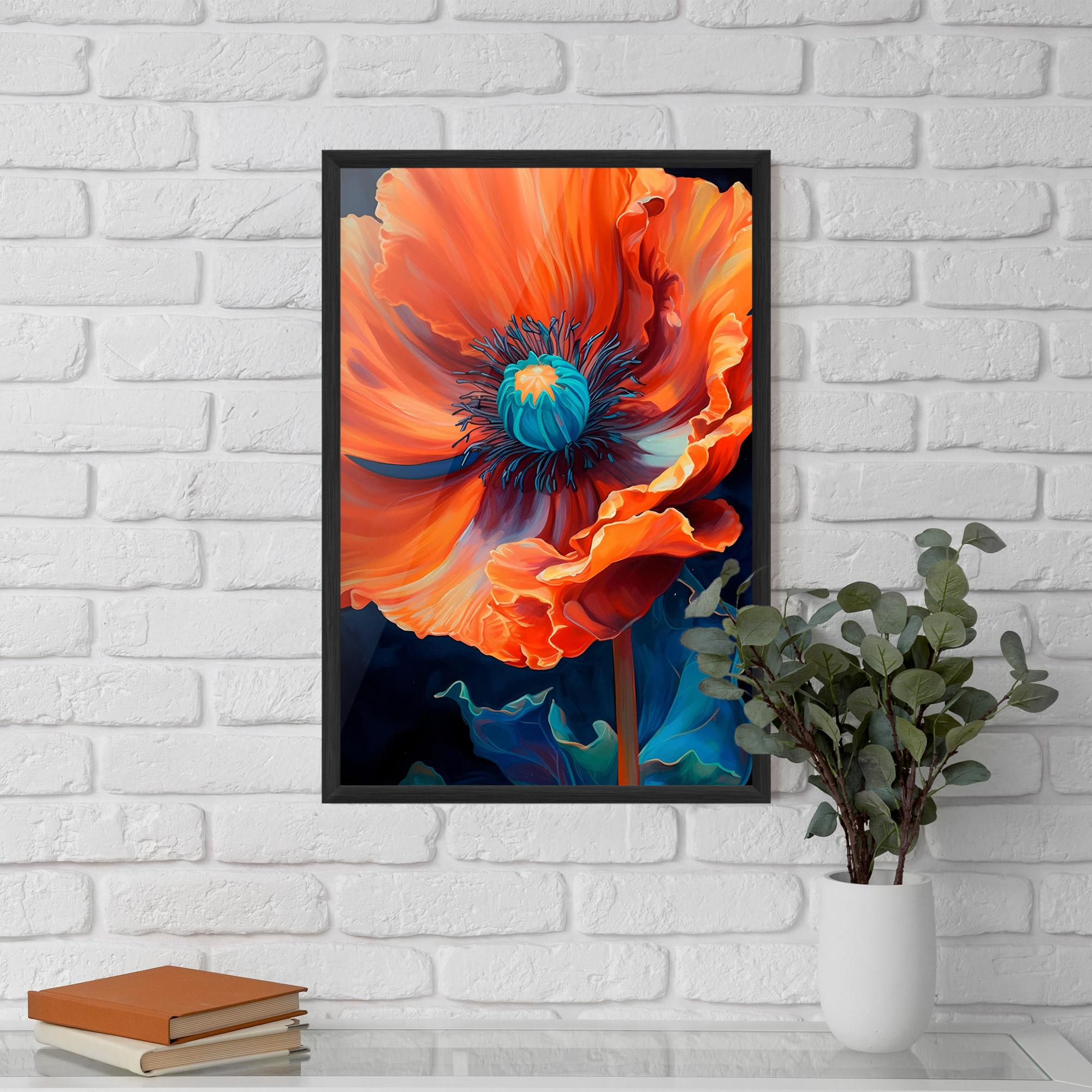Gerahmte Poster Orange Blue Poppy mockup 5