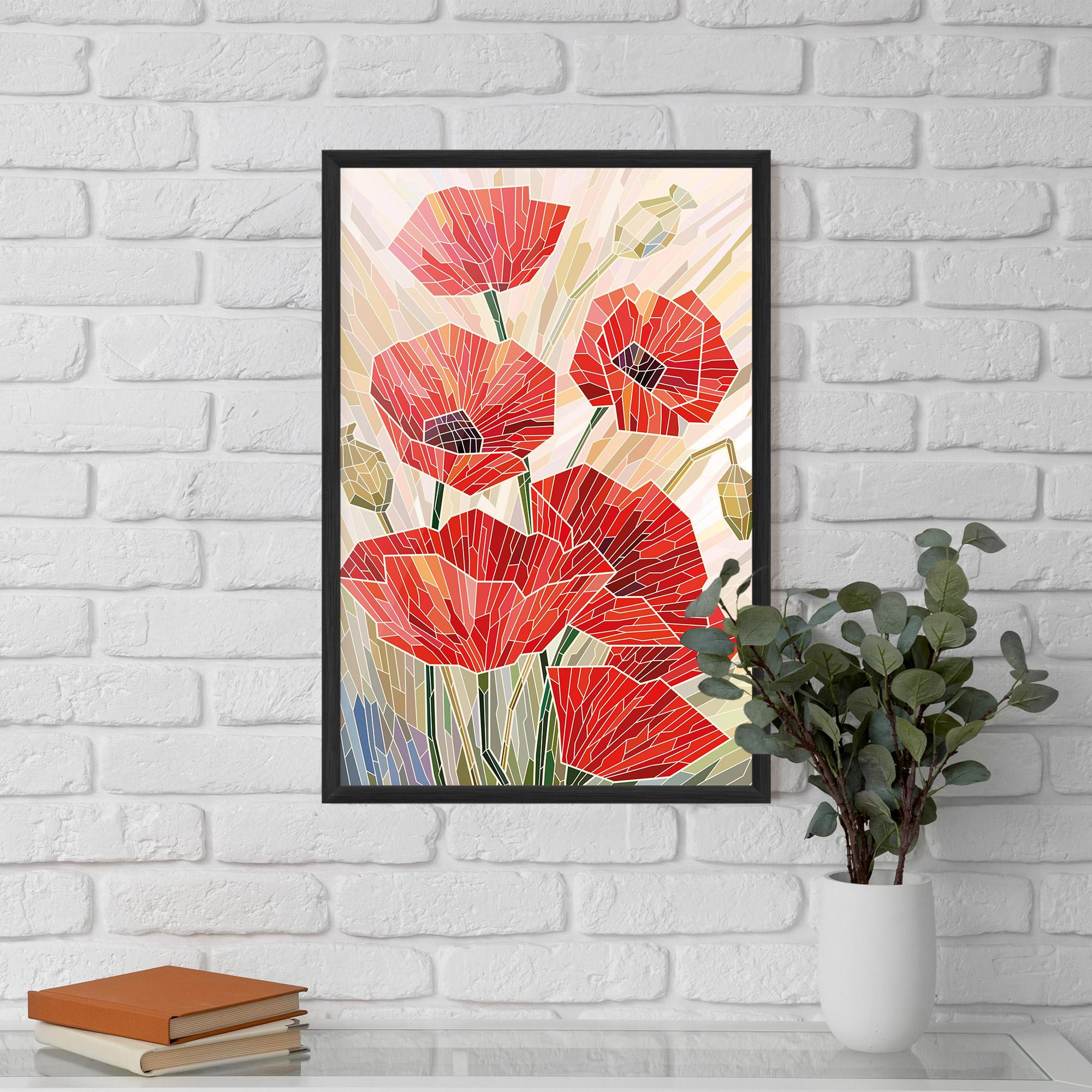 Gerahmte Poster Poppy Stained Glass mockup 5