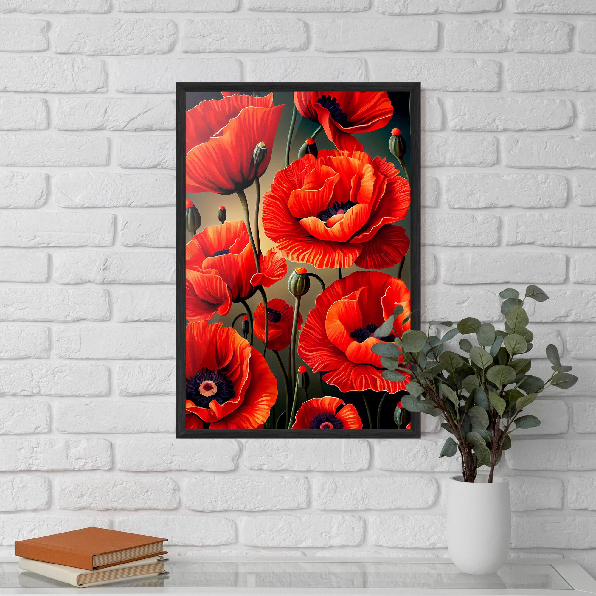Gerahmte Poster Pretty Poppy On Green mockup 5