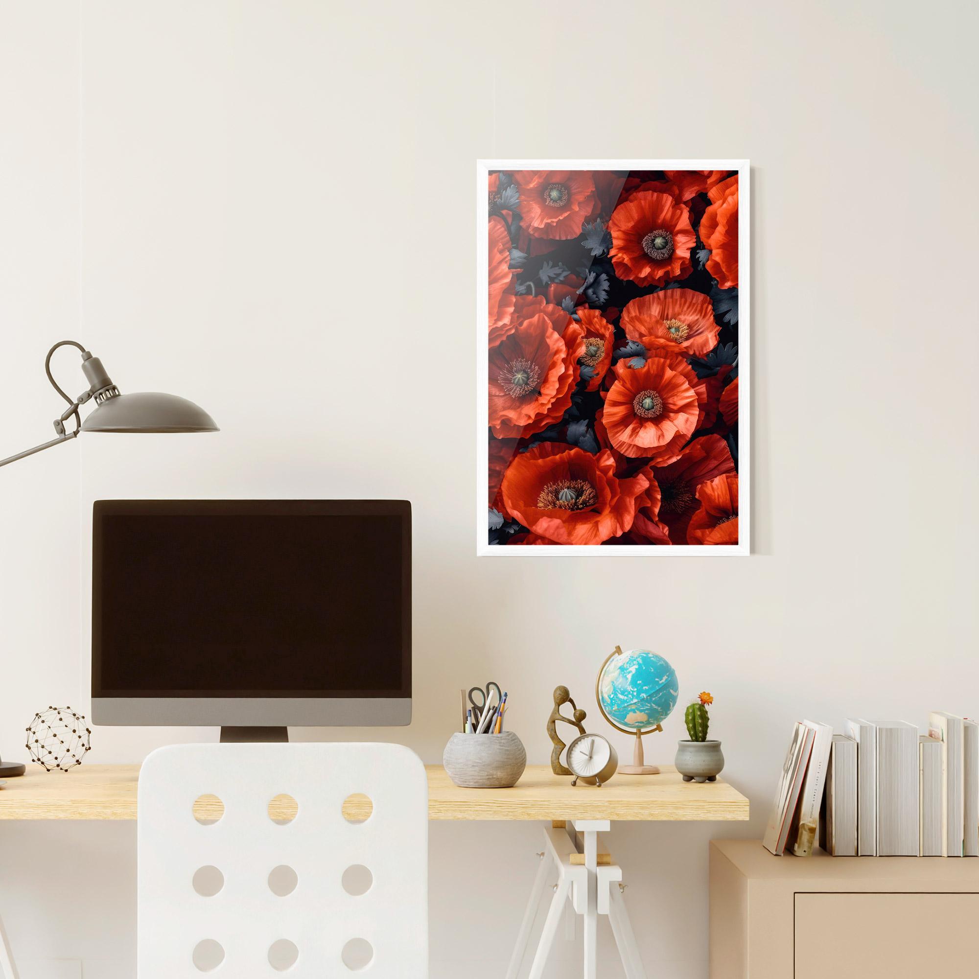 Gerahmte Poster Black Red Poppies mockup 6
