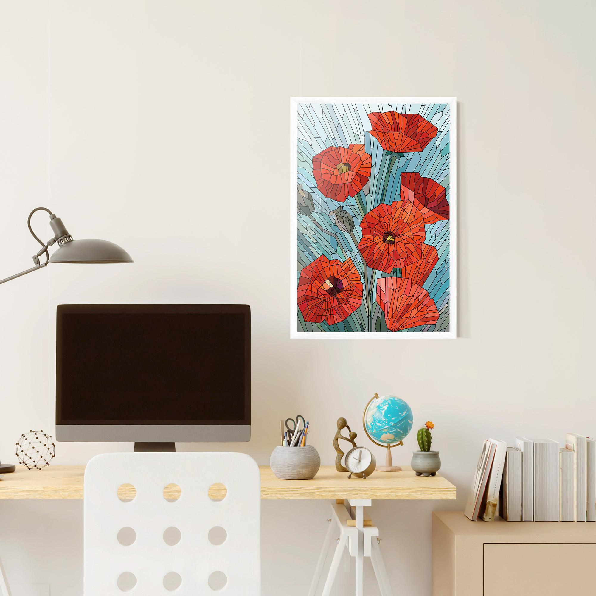 Gerahmte Poster Blue Glass Poppy mockup 6