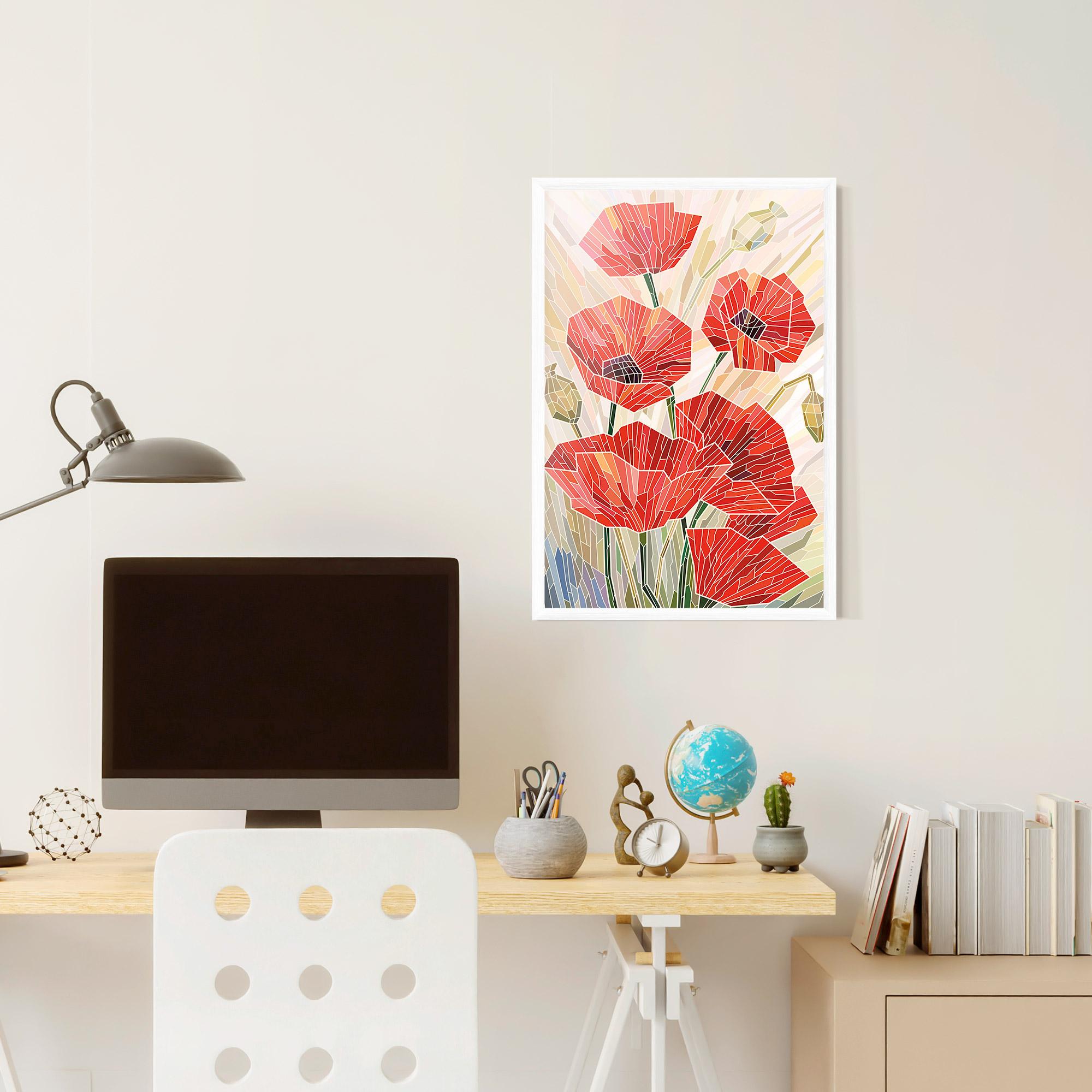 Gerahmte Poster Poppy Stained Glass mockup 6
