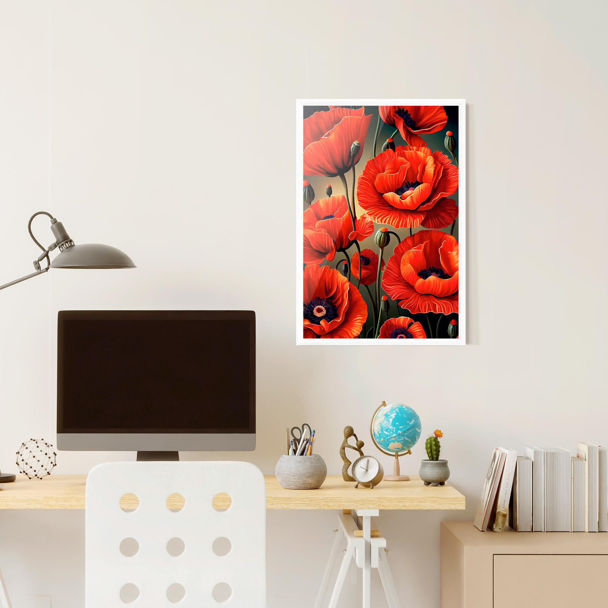 Gerahmte Poster Pretty Poppy On Green mockup 6