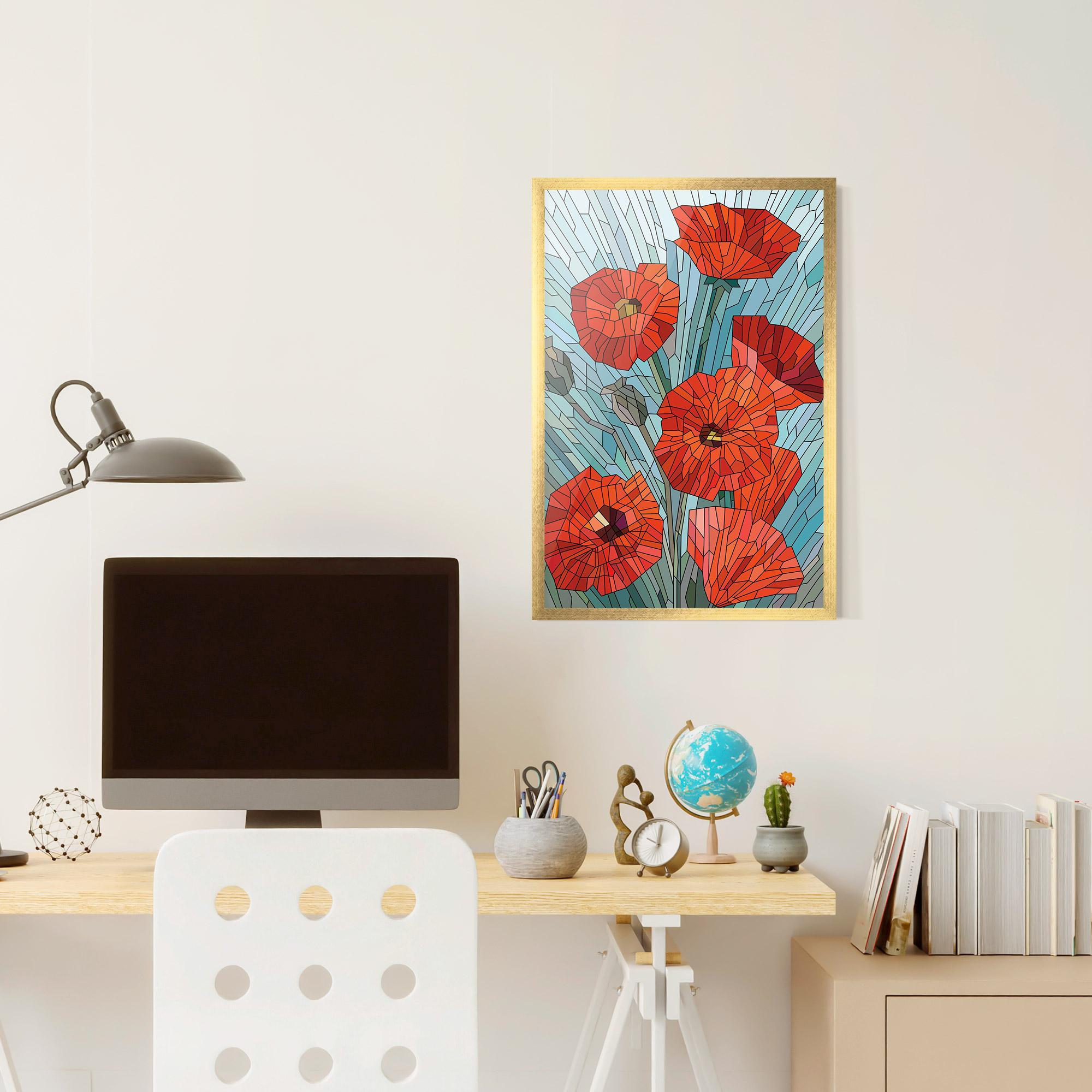 Gerahmte Poster Blue Glass Poppy mockup 6