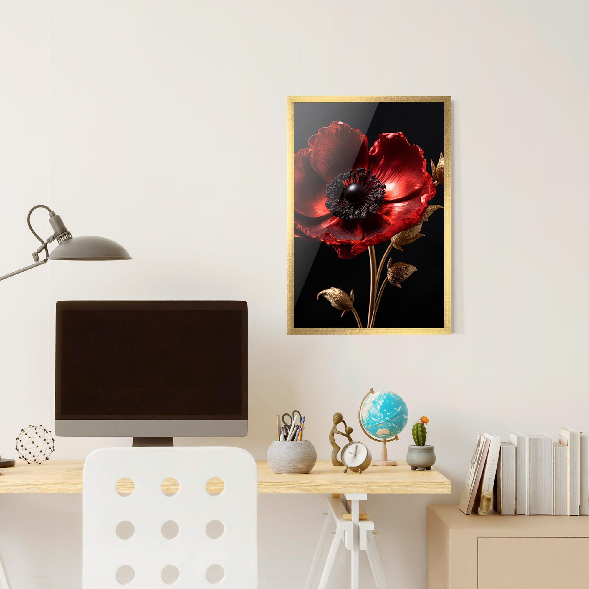 Gerahmte Poster Dark Red Poppy mockup 6