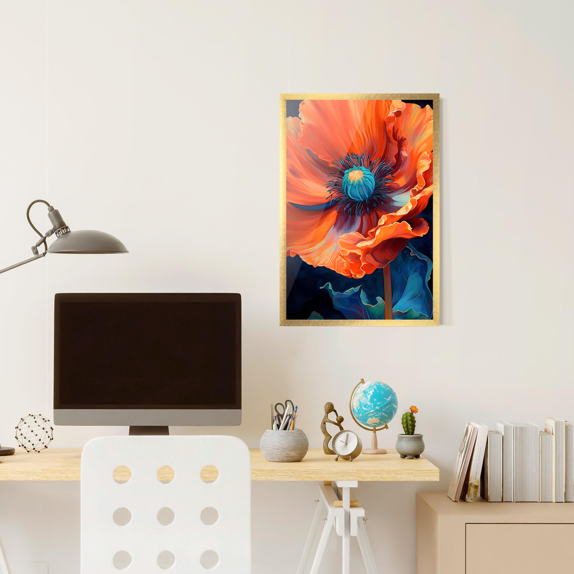 Gerahmte Poster Orange Blue Poppy mockup 6
