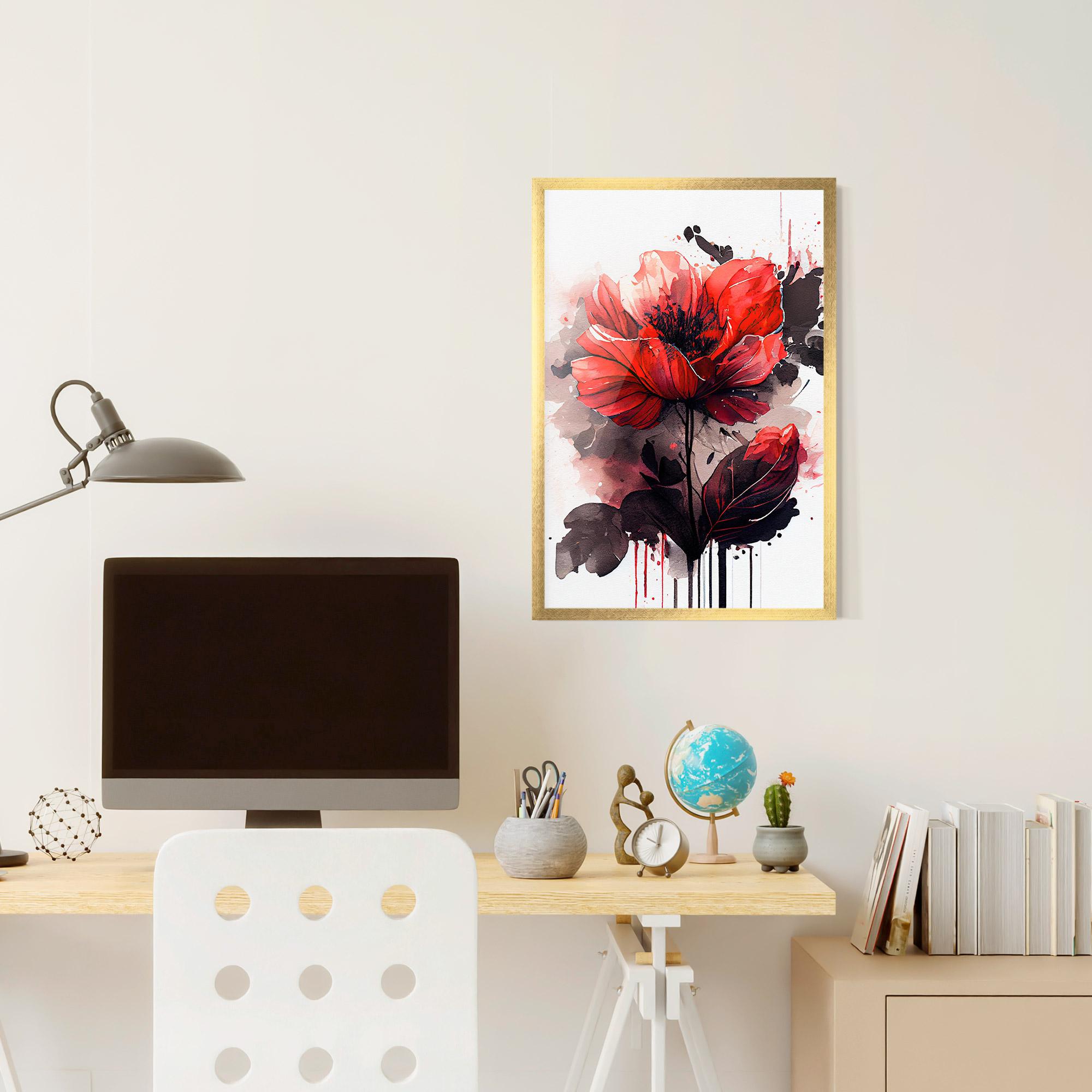 Gerahmte Poster Watercolor Poppy mockup 6