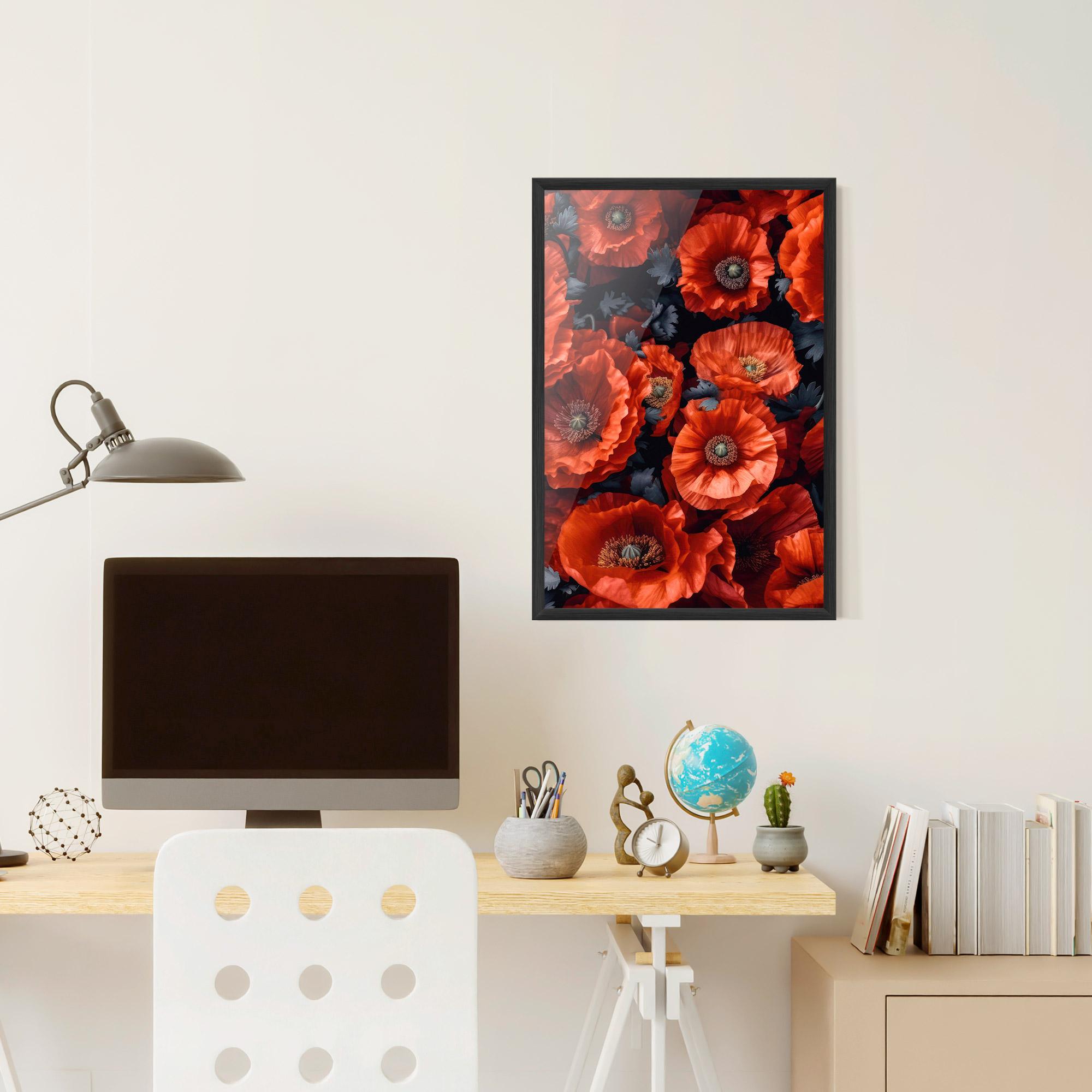 Gerahmte Poster Black Red Poppies mockup 6