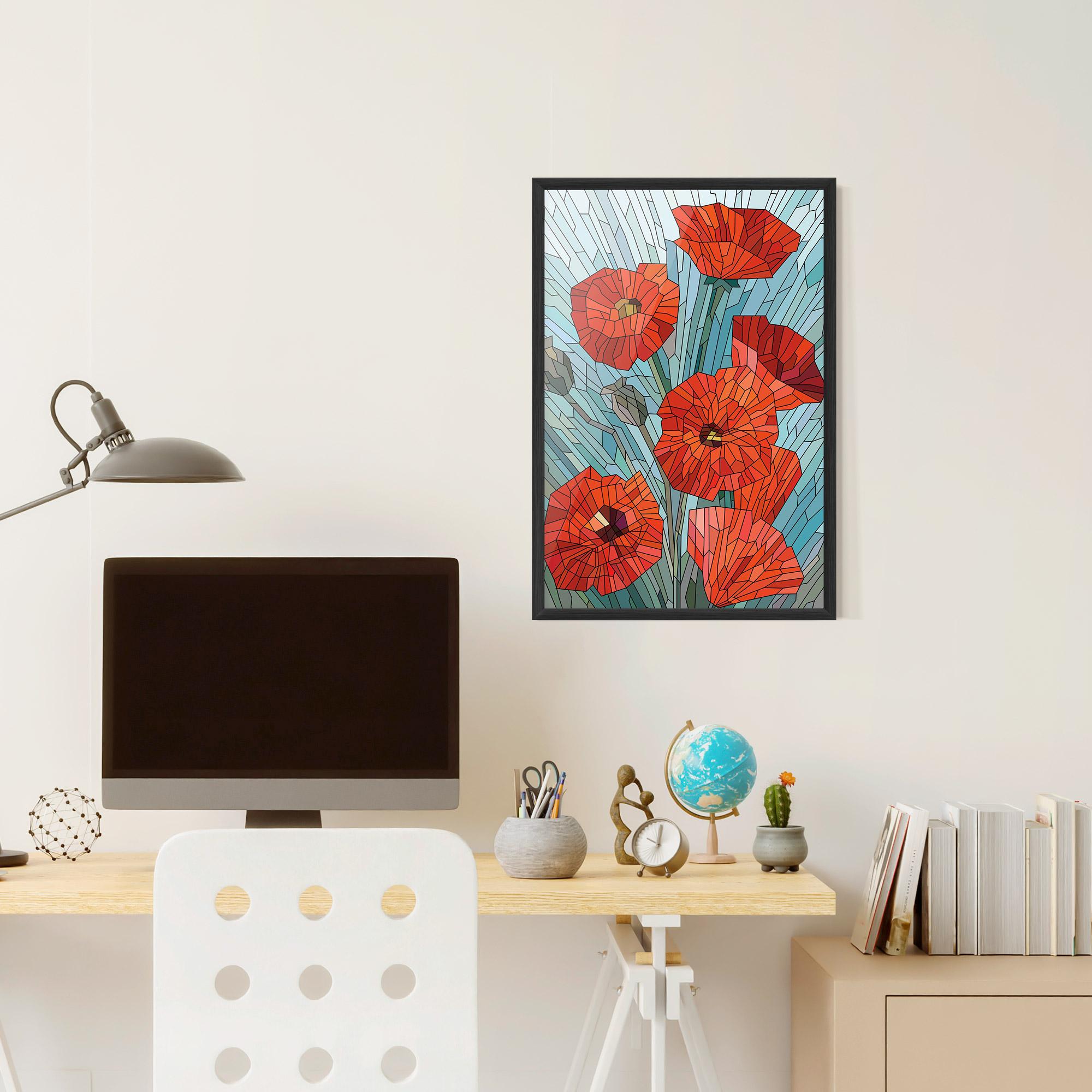 Gerahmte Poster Blue Glass Poppy mockup 6