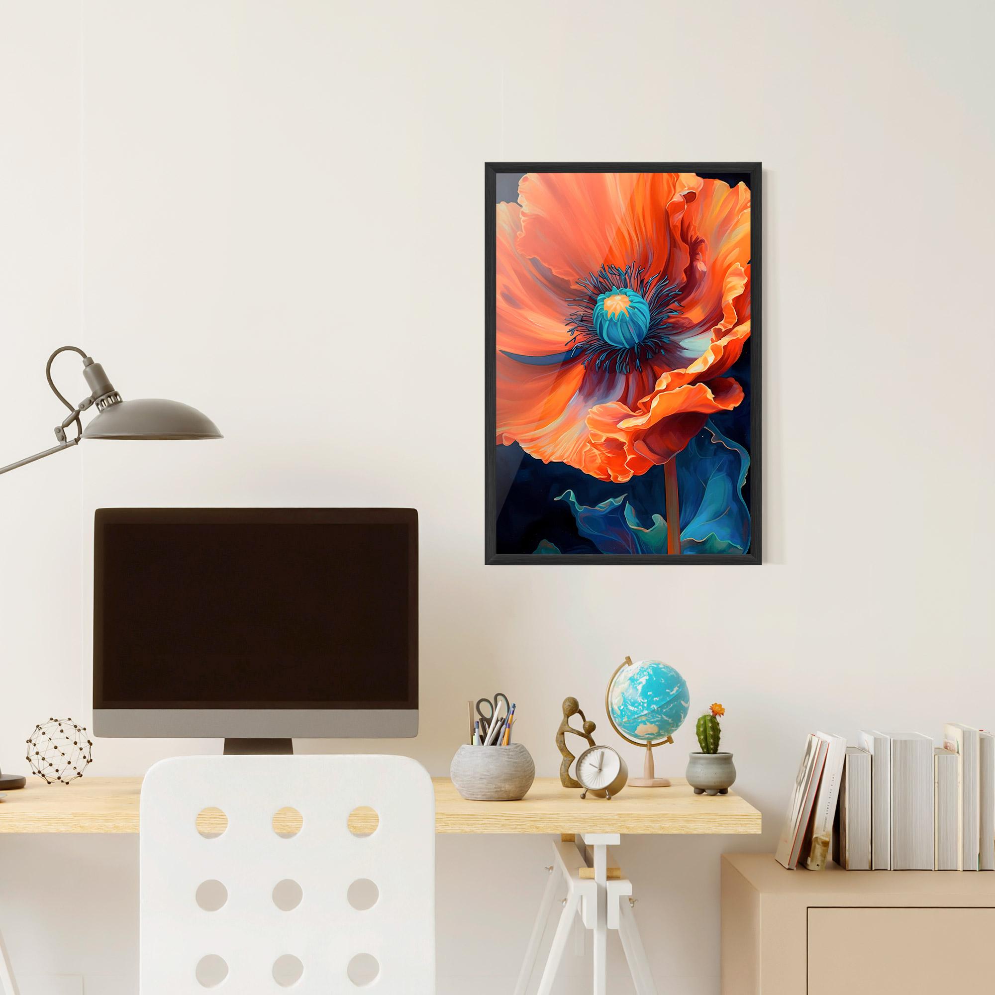 Gerahmte Poster Orange Blue Poppy mockup 6