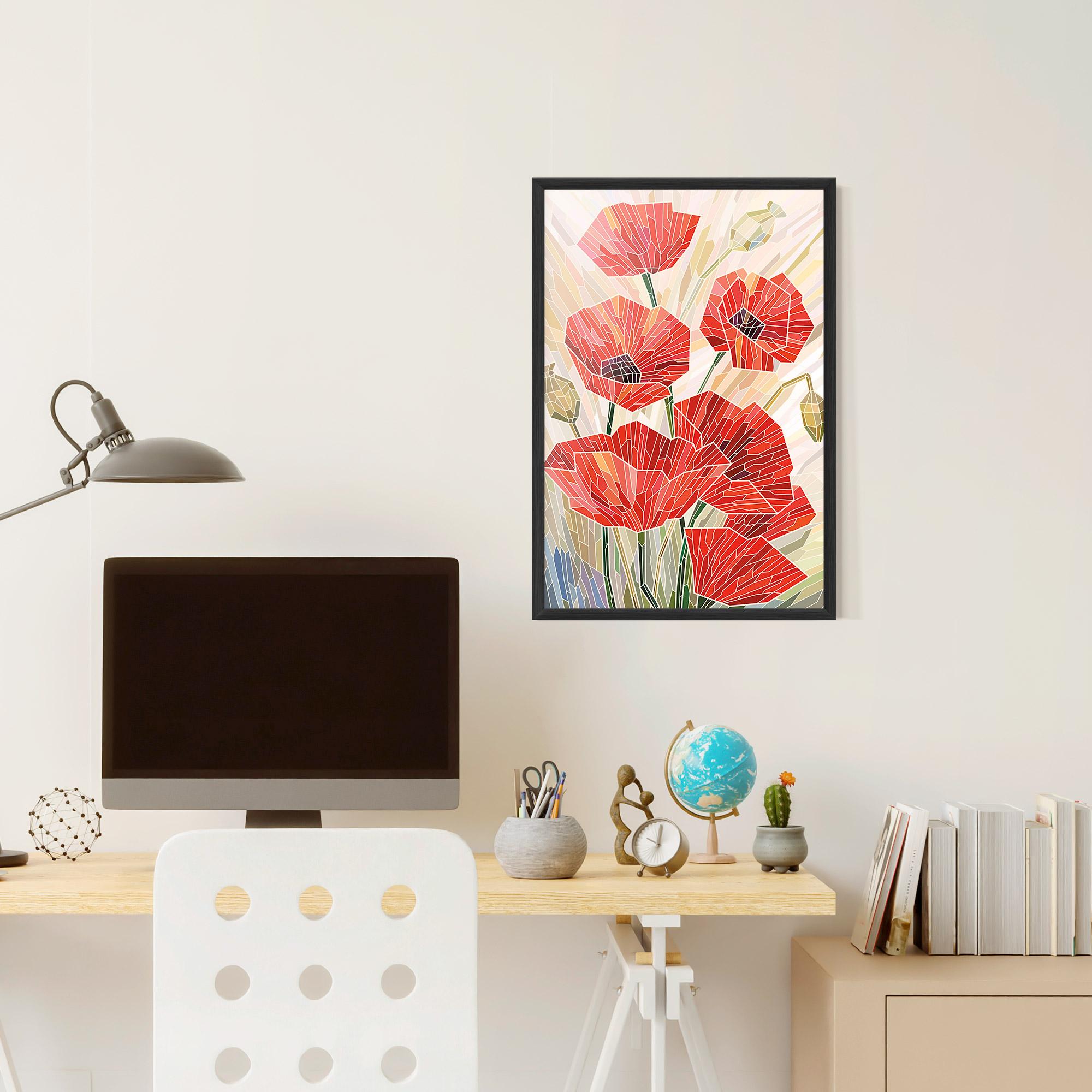 Gerahmte Poster Poppy Stained Glass mockup 6