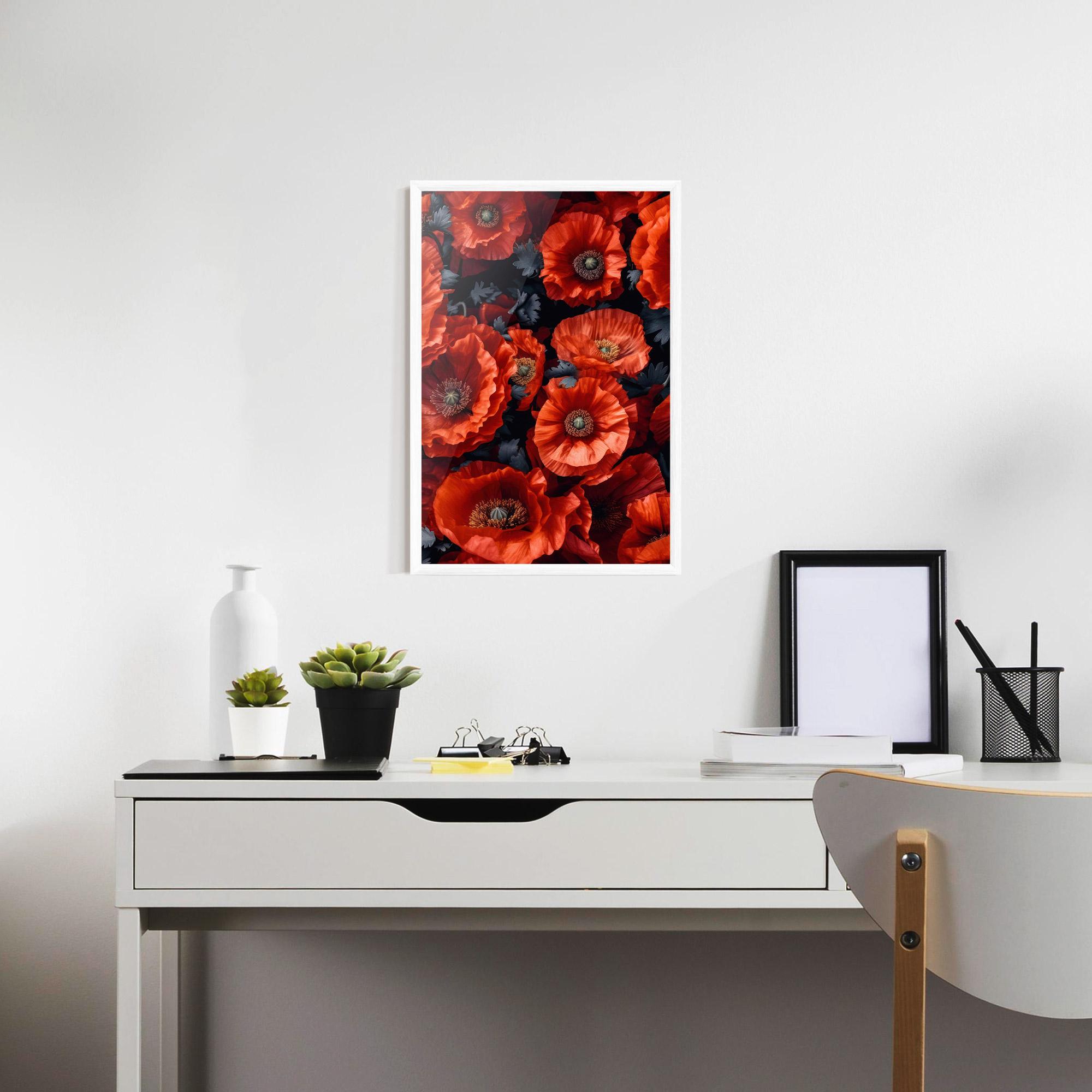 Gerahmte Poster Black Red Poppies mockup 7