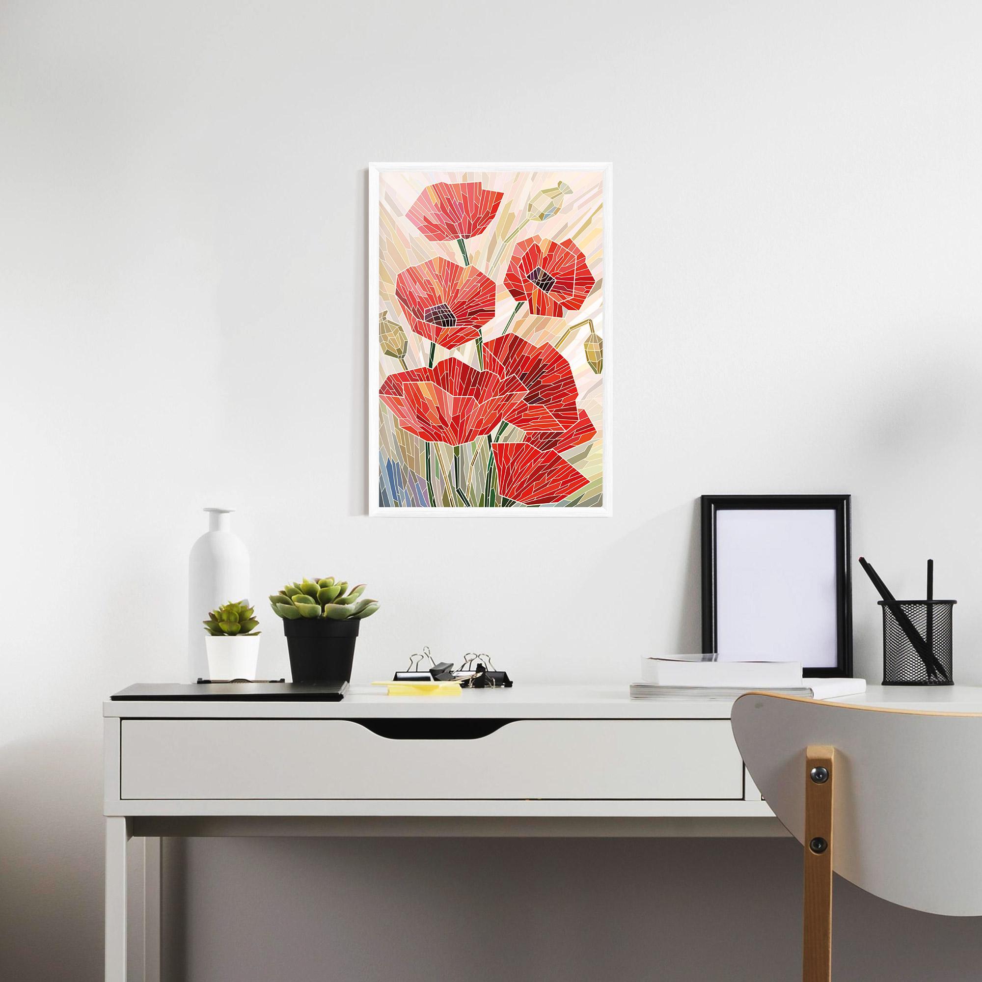 Gerahmte Poster Poppy Stained Glass mockup 7