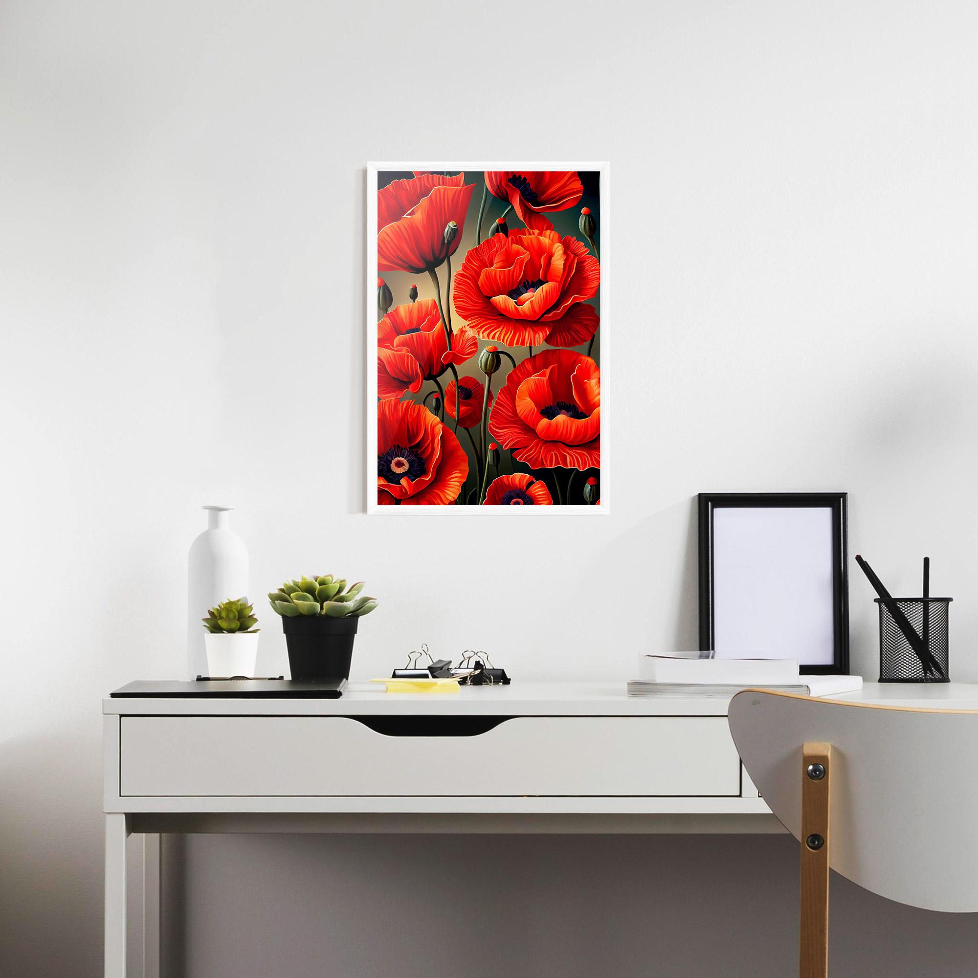 Gerahmte Poster Pretty Poppy On Green mockup 7