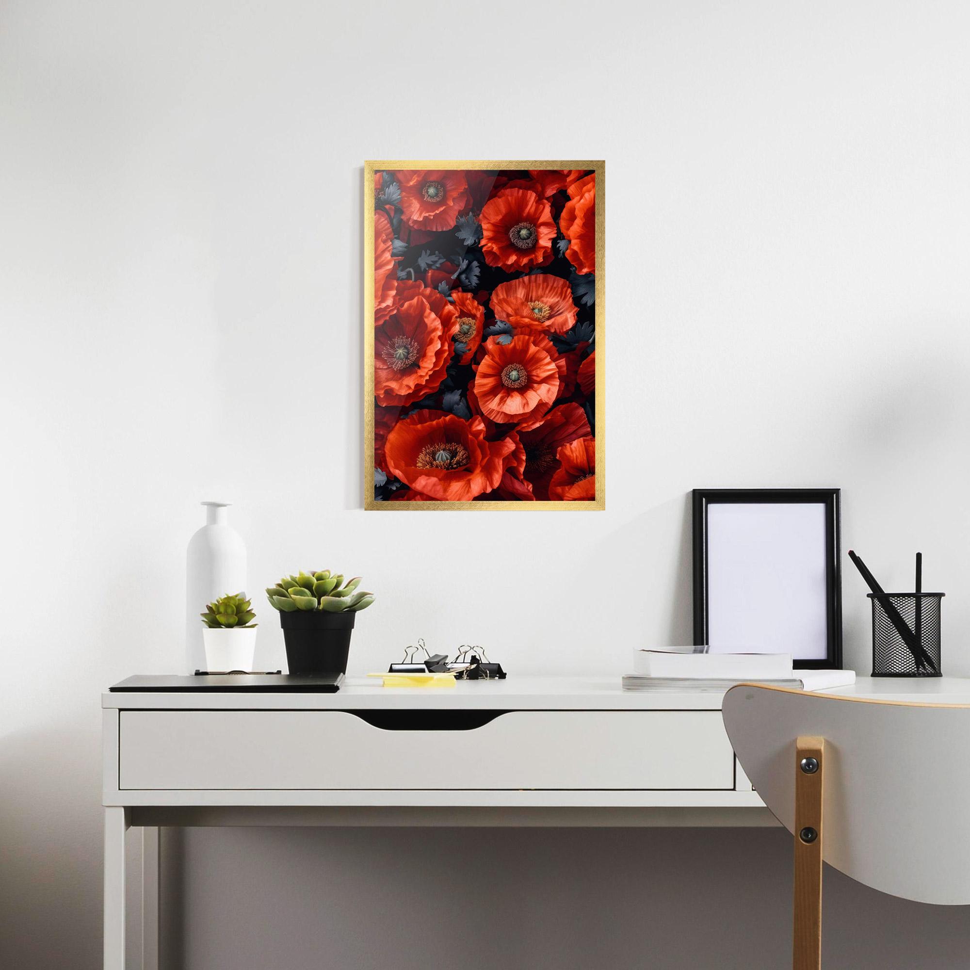 Gerahmte Poster Black Red Poppies mockup 7