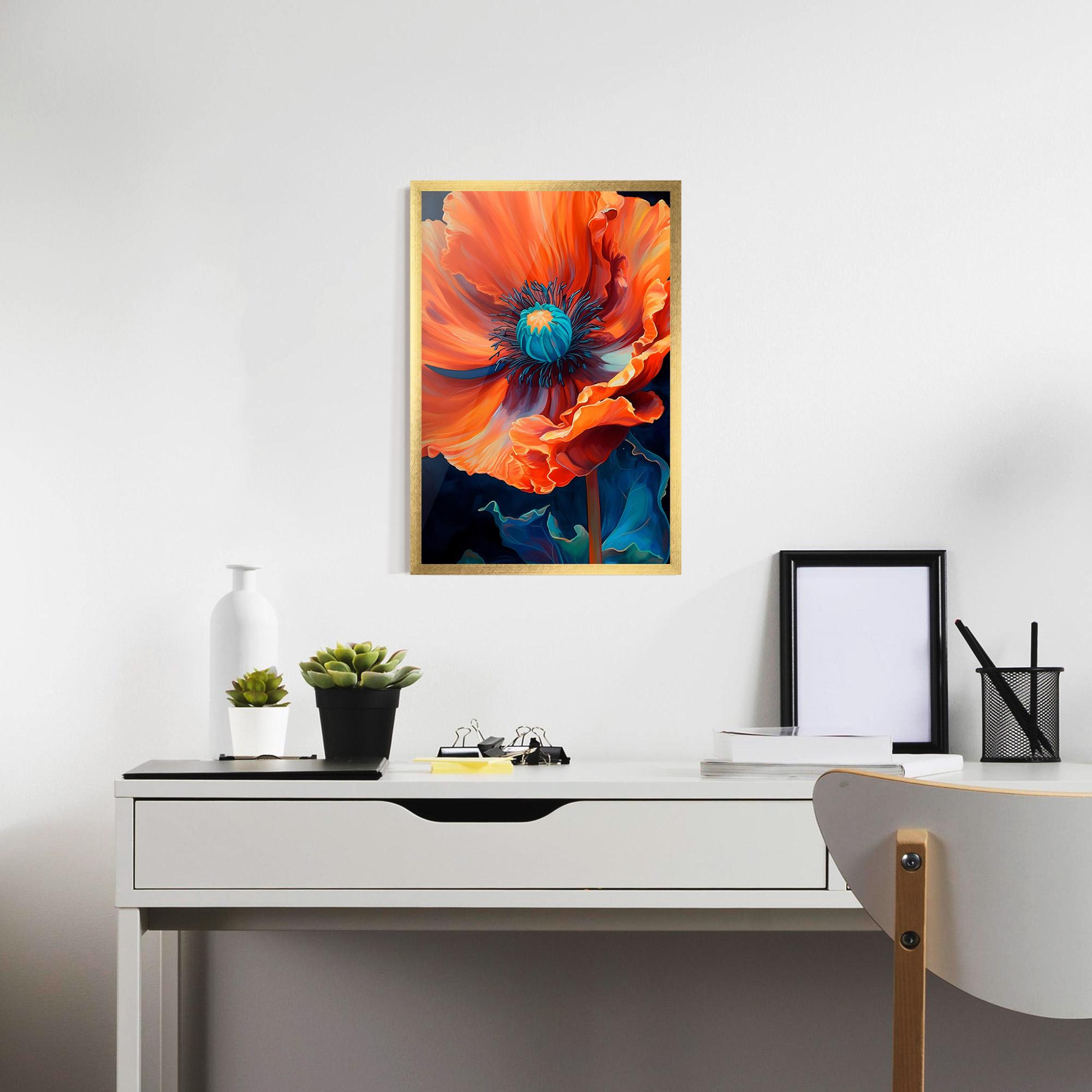Gerahmte Poster Orange Blue Poppy mockup 7