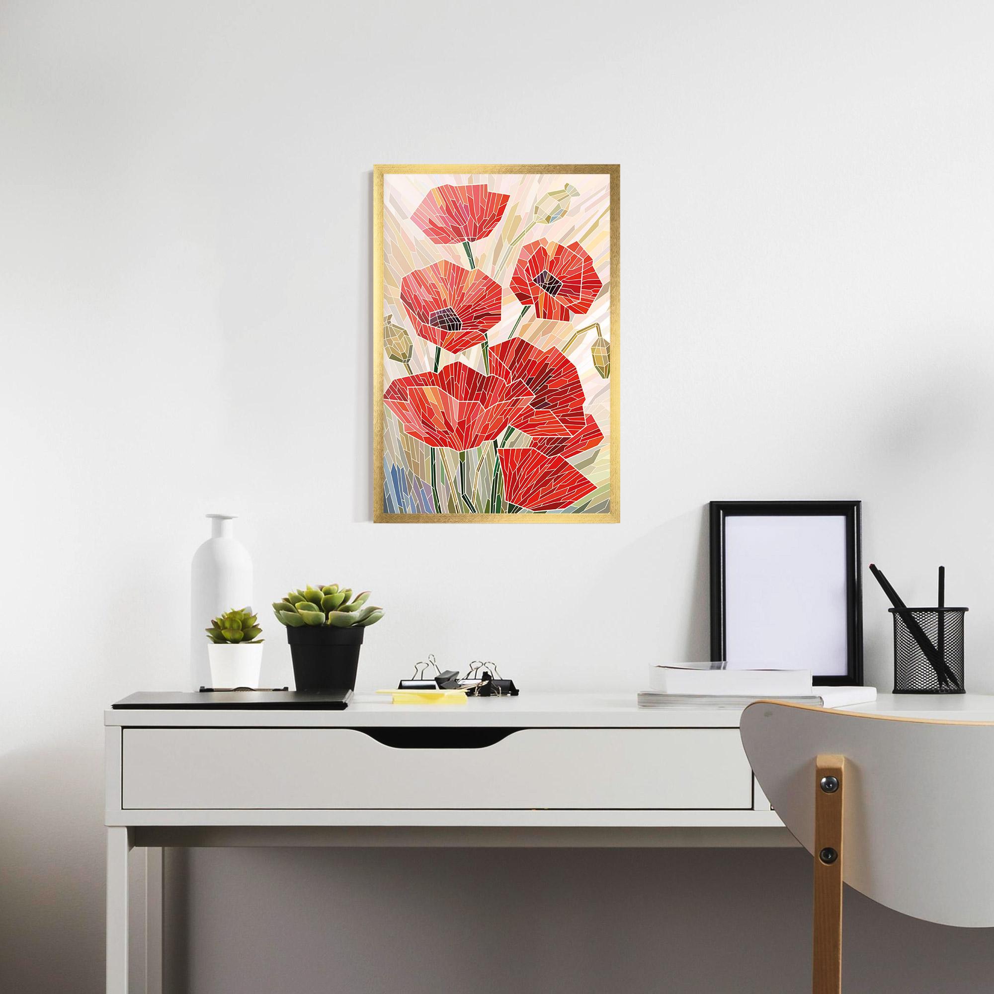 Gerahmte Poster Poppy Stained Glass mockup 7