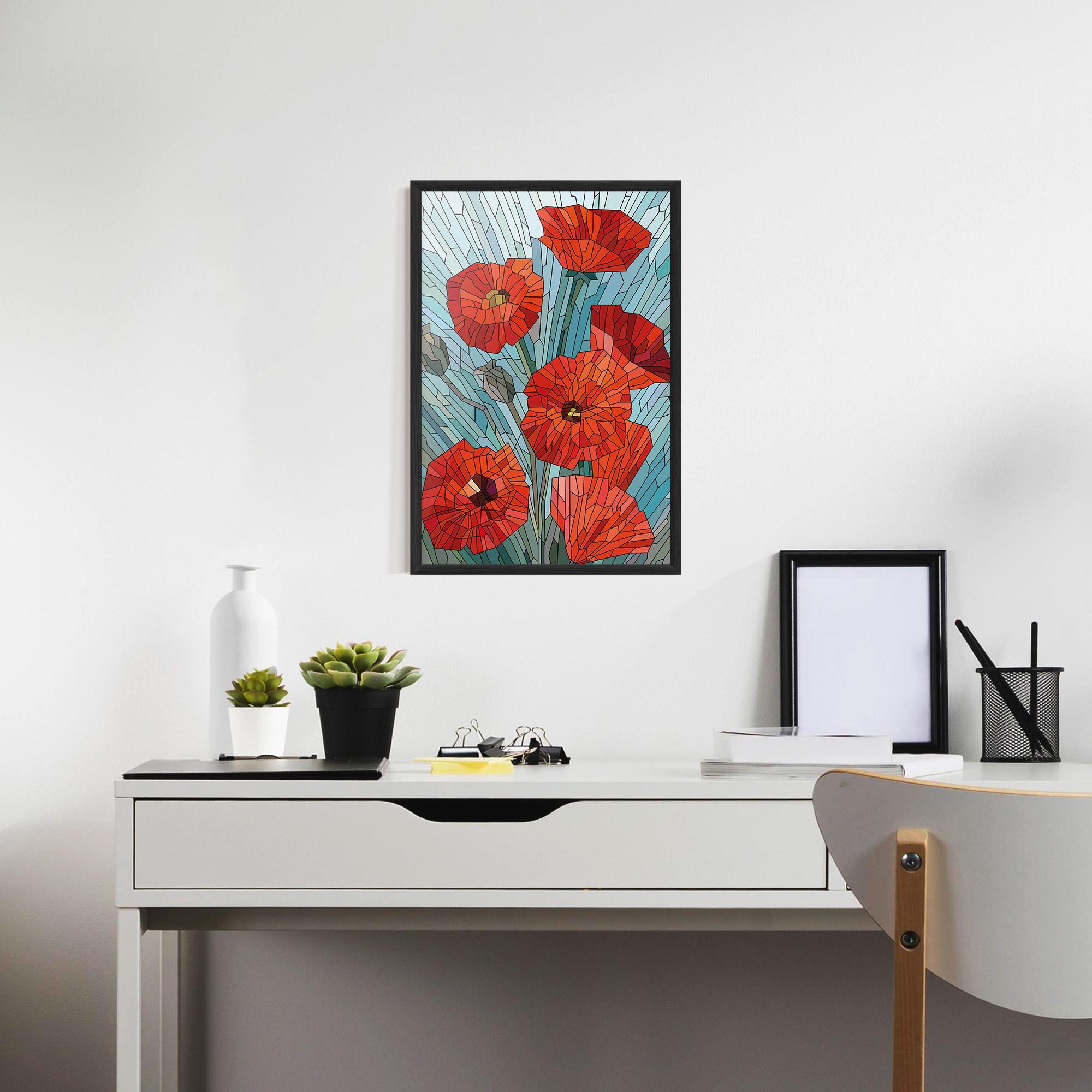 Gerahmte Poster Blue Glass Poppy mockup 7