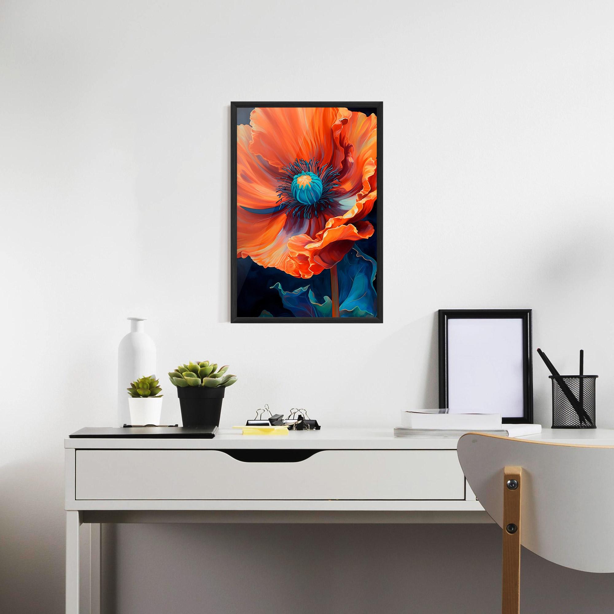 Gerahmte Poster Orange Blue Poppy mockup 7