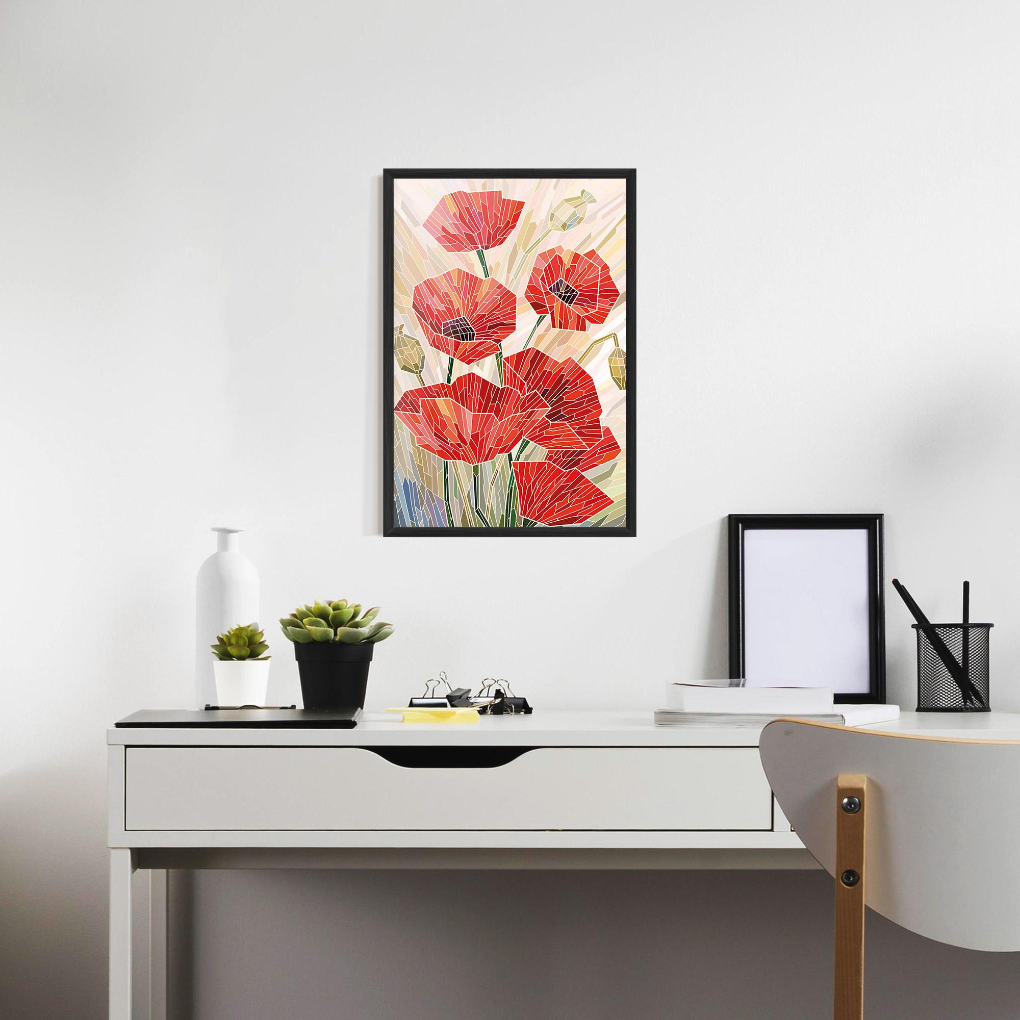 Gerahmte Poster Poppy Stained Glass mockup 7