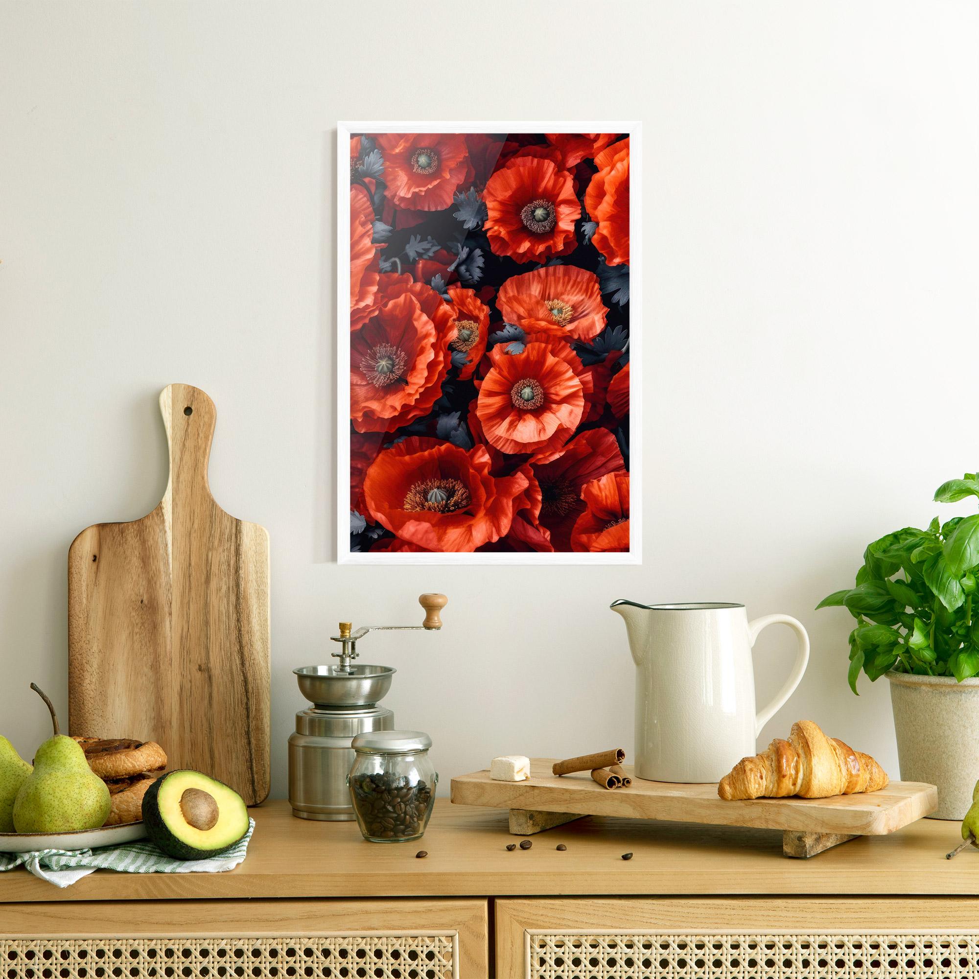Gerahmte Poster Black Red Poppies mockup 8